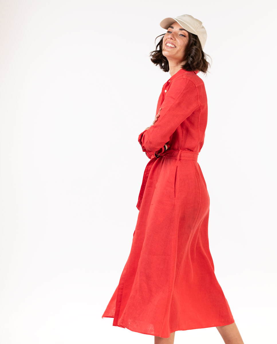 Look Red Linen Dress