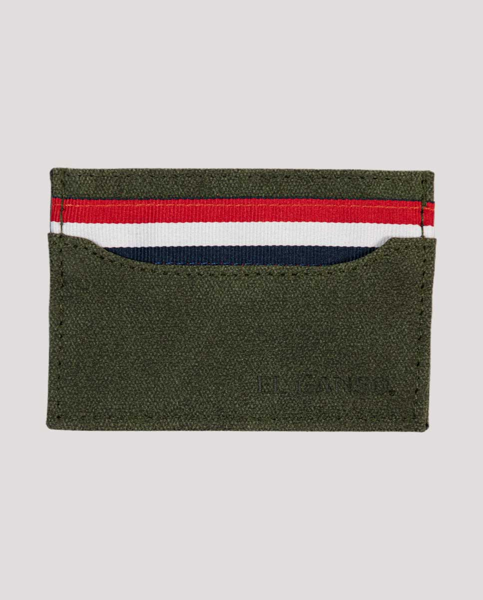 Small Green Washed Canvas Card Holder