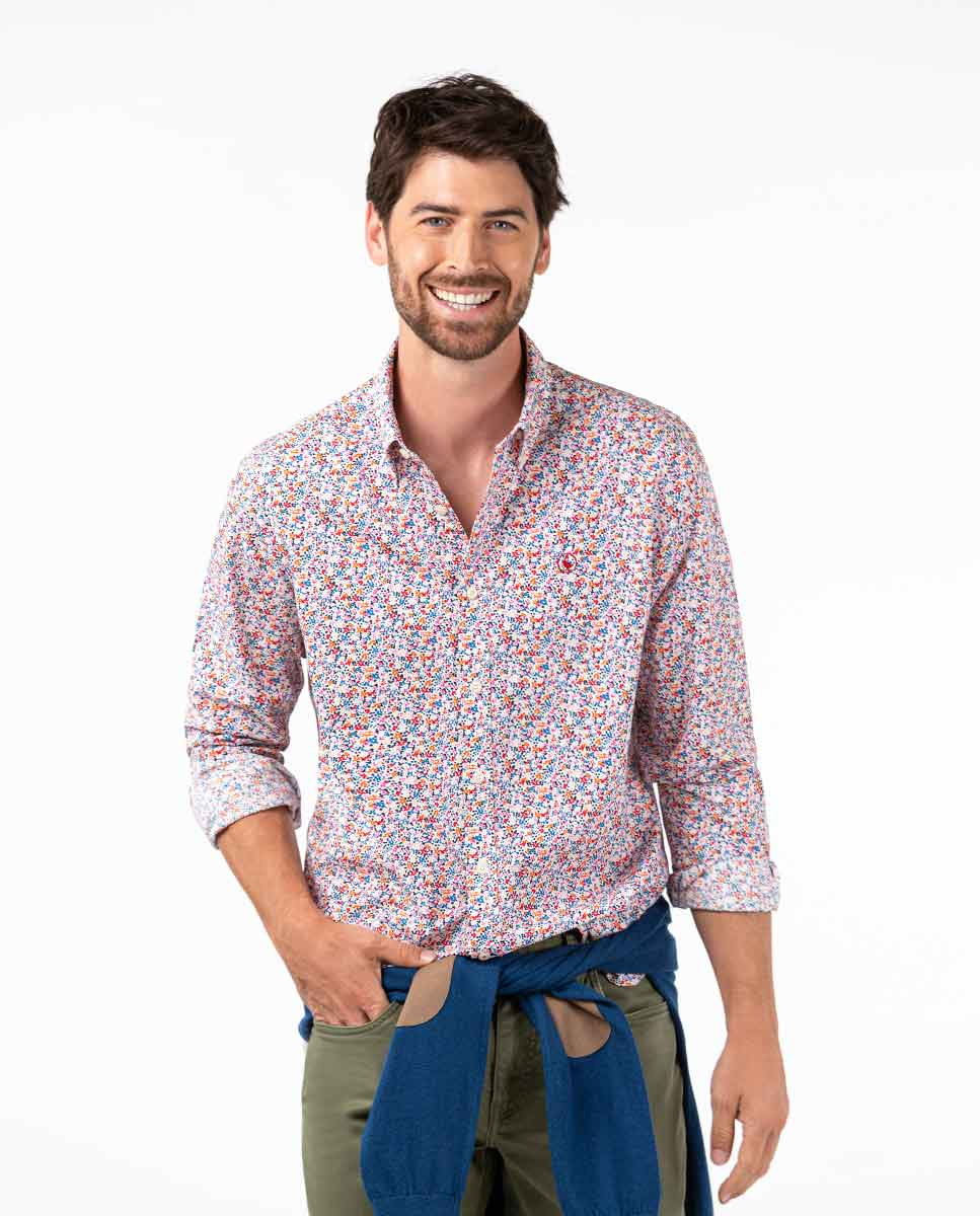 Multicolored floral print shirt