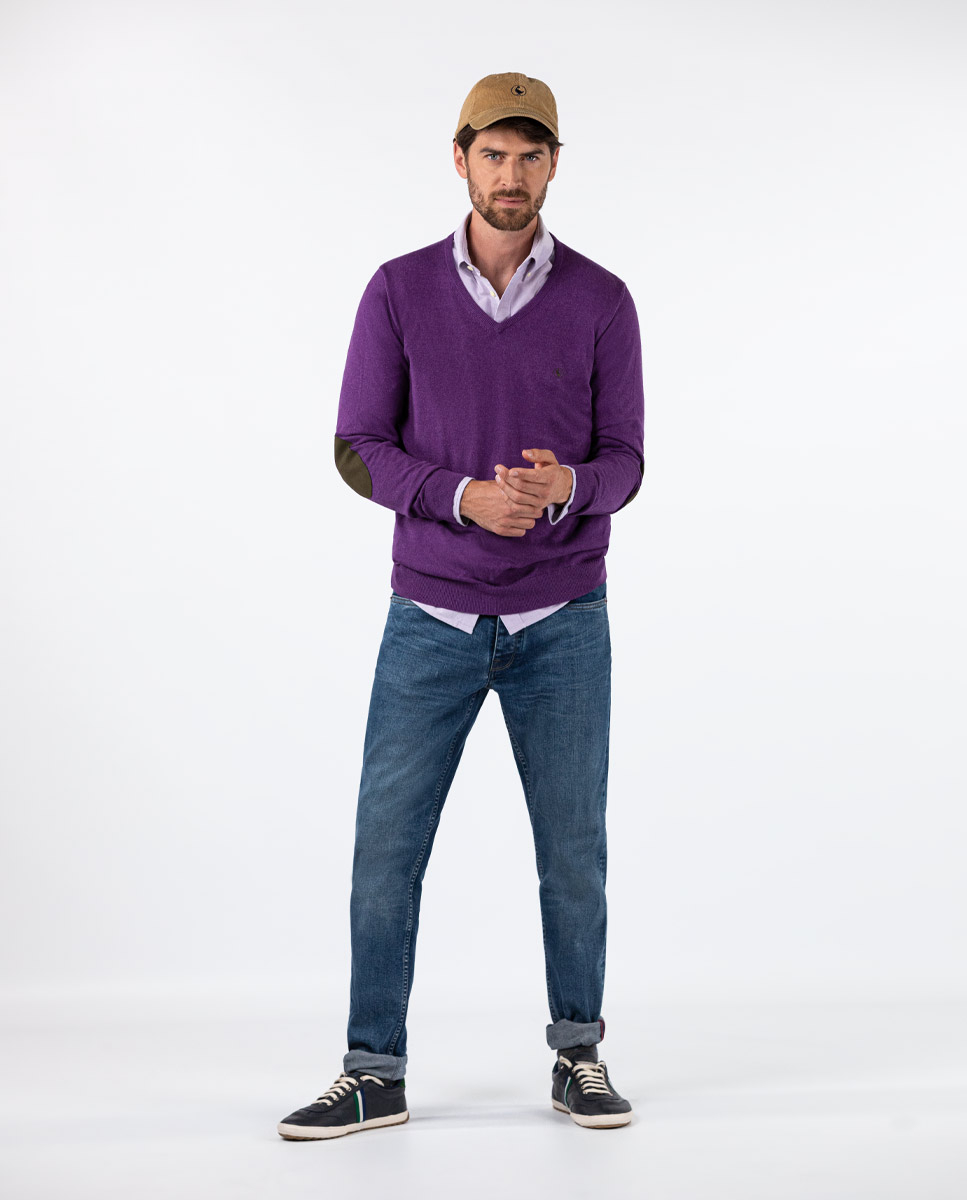 Jersey Pico Coderas Algodón Cashmere Morado