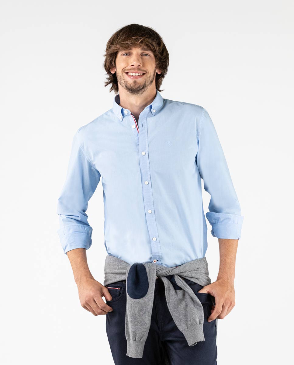 Plain Sky Blue Garment-Dyed Shirt