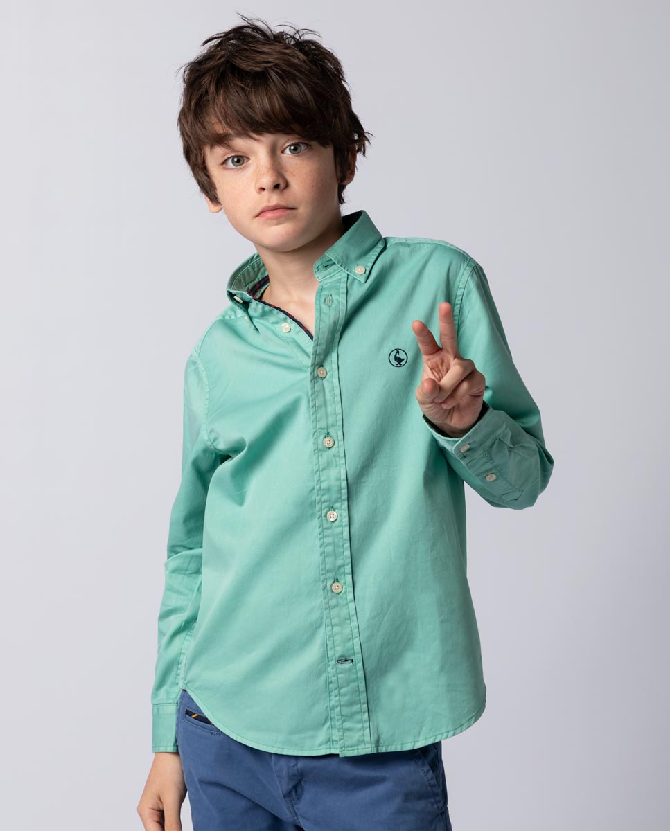Plain Green Gabardine Shirt