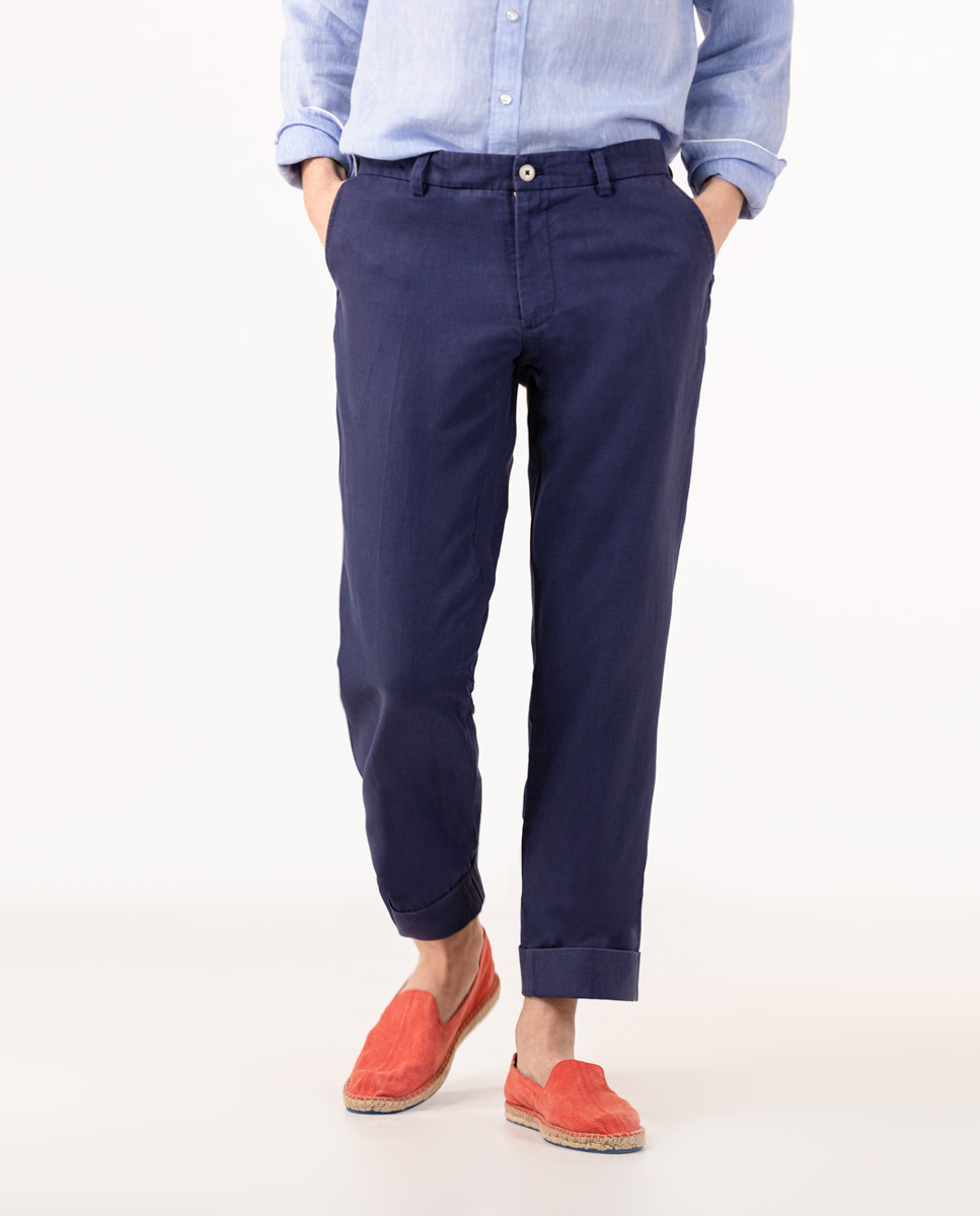 Pantalón Algodón Lino Marino