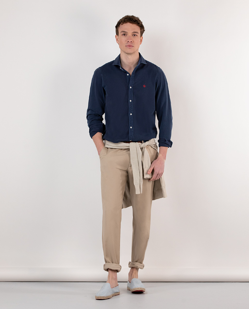 Pantalón Algodón Lavado Beige