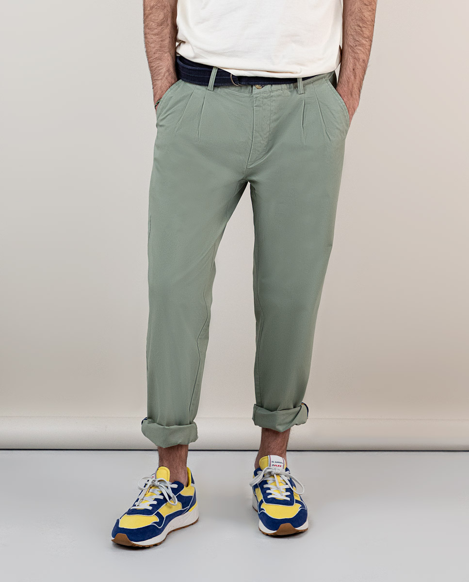 Darted Green Chinos