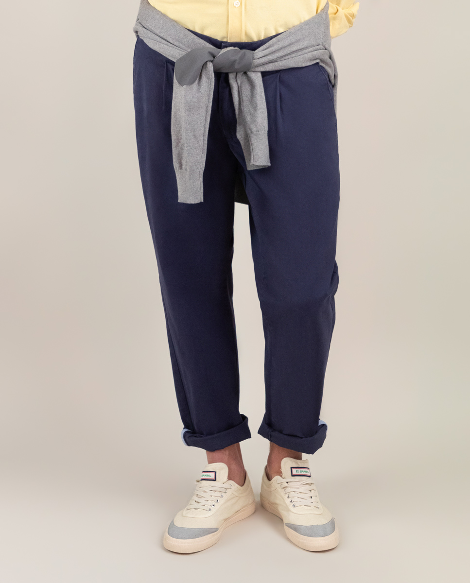 Darted Navy Chinos