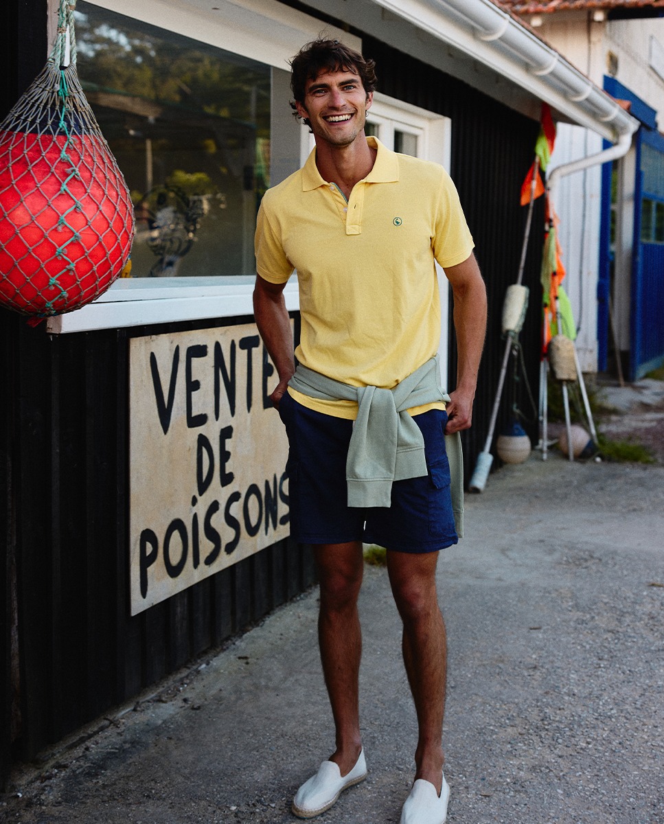 Bermuda Cargo Elástico Garment Dyed Marino