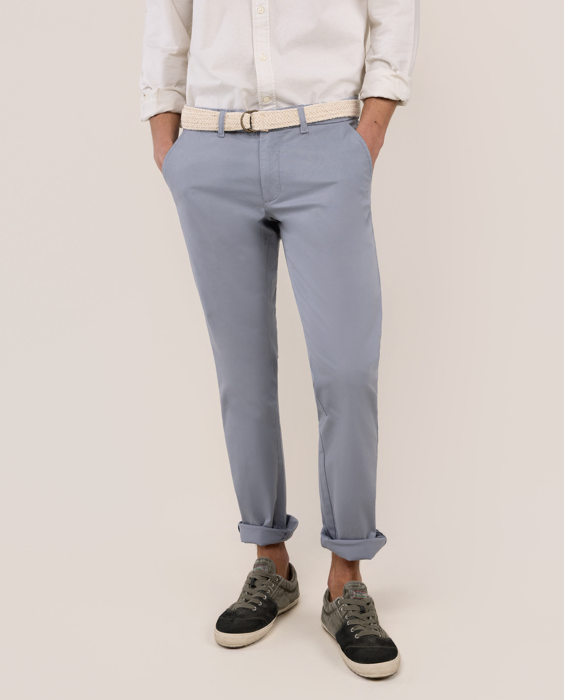 Basic Medium Blue Chino Trousers