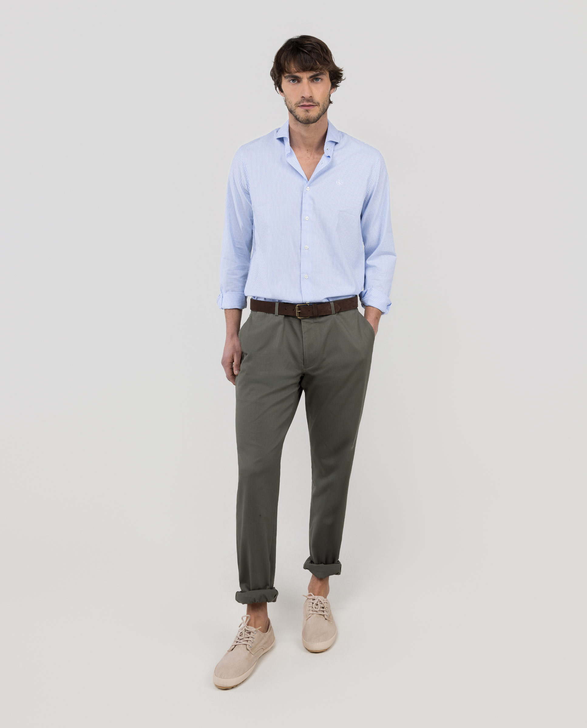Green Washed Structure Trousers