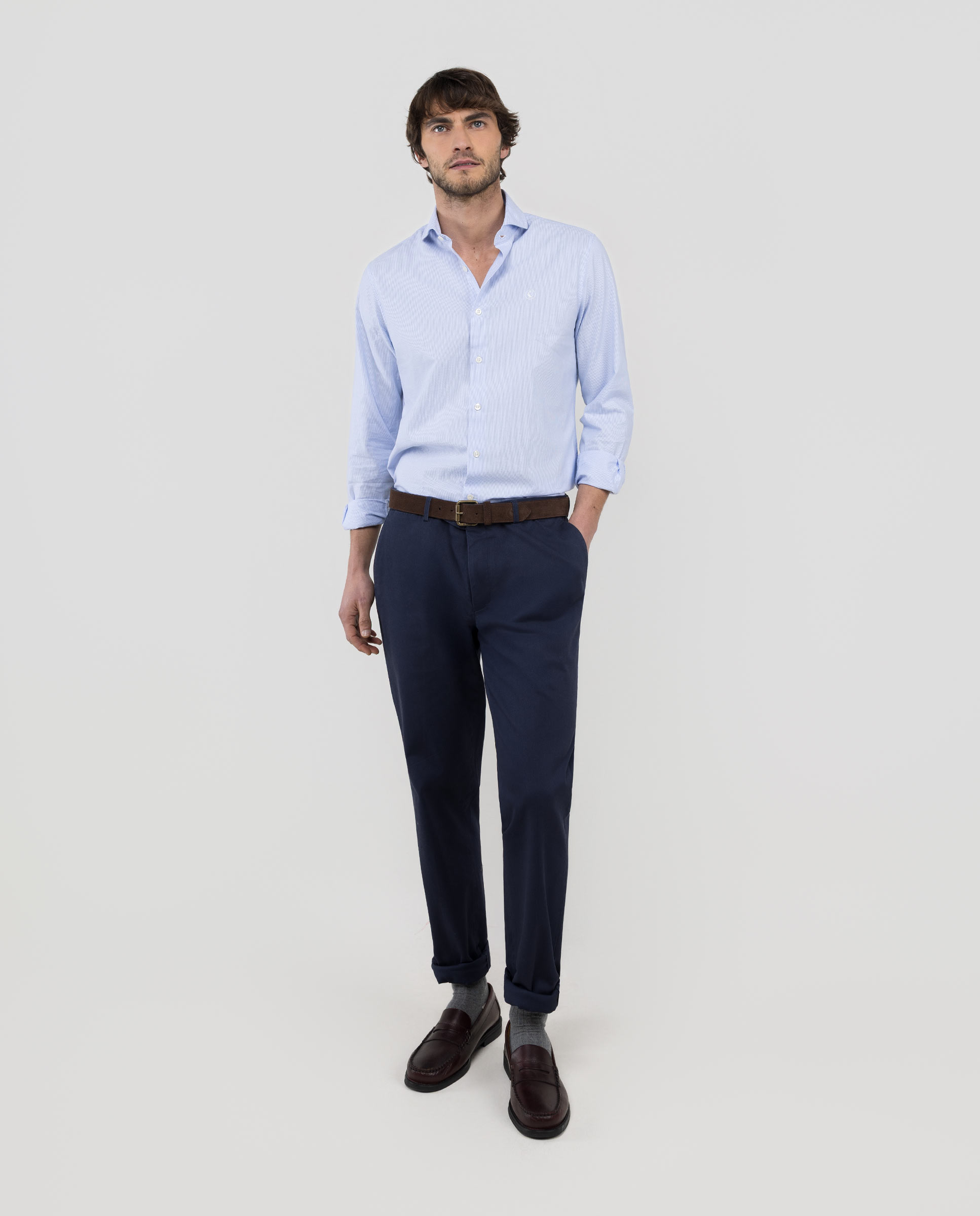Navy Washed Structure Trousers