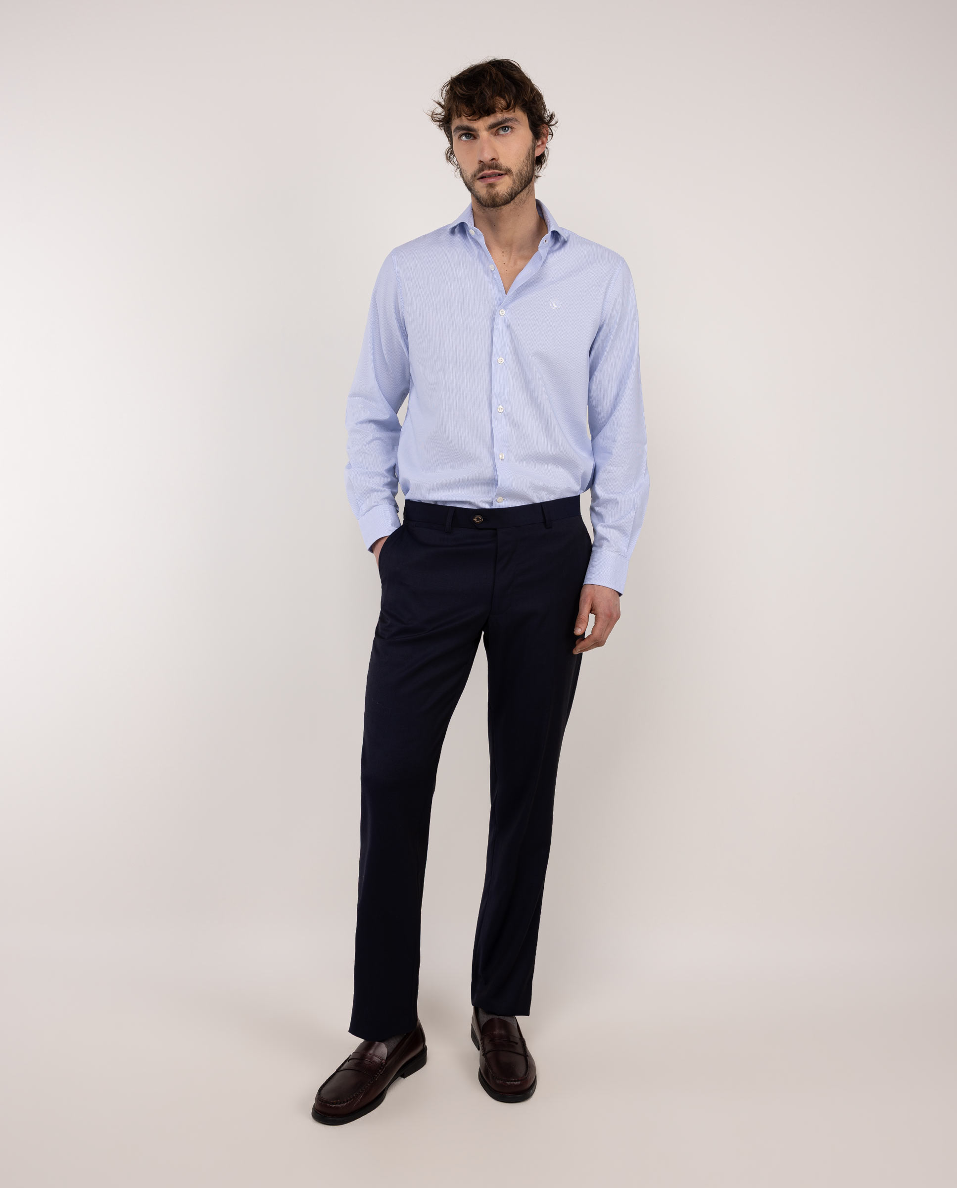 Pantalón Traje Lavable Marino Liso