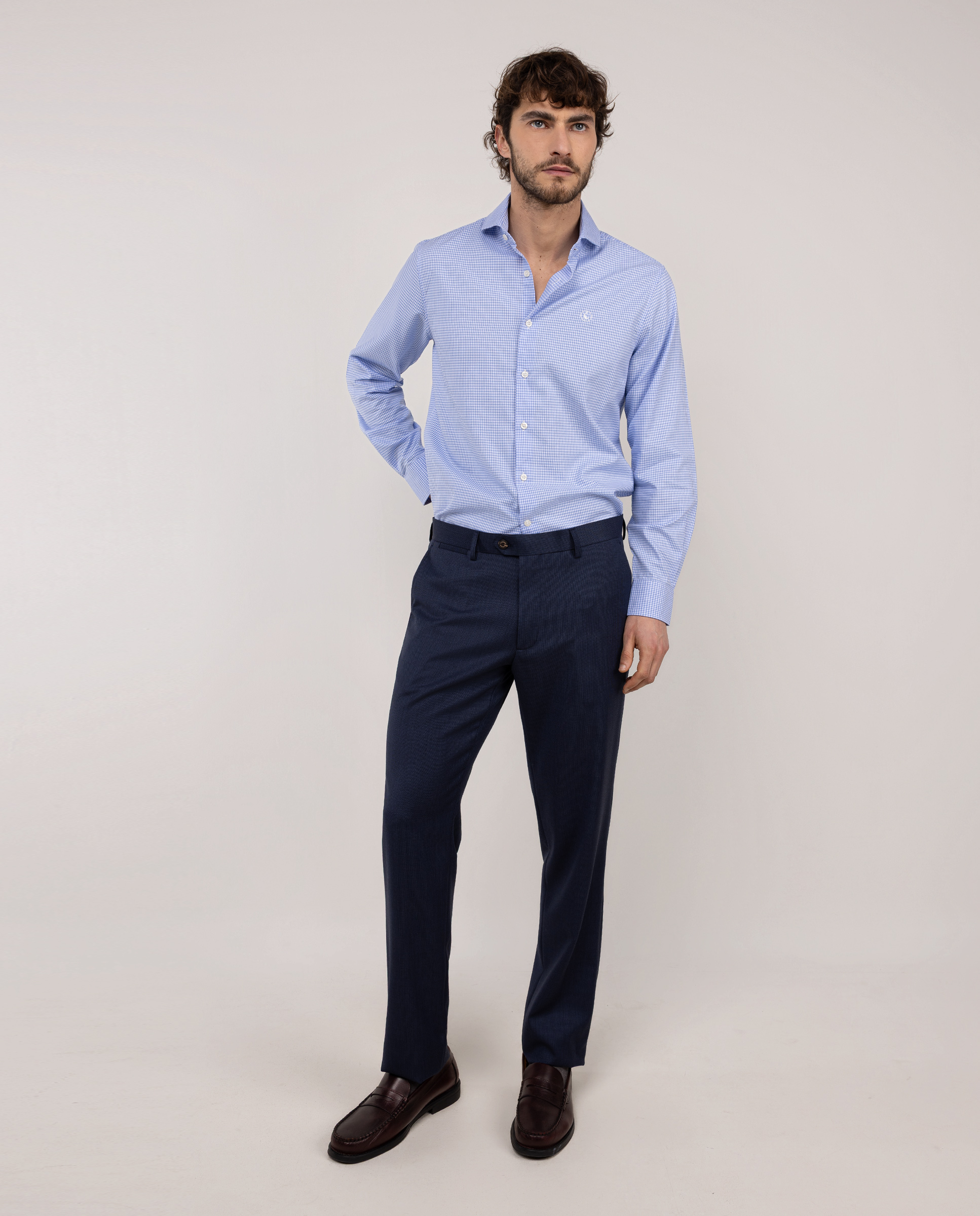 Pantalón Traje Lavable Marino Ojo de Perdiz