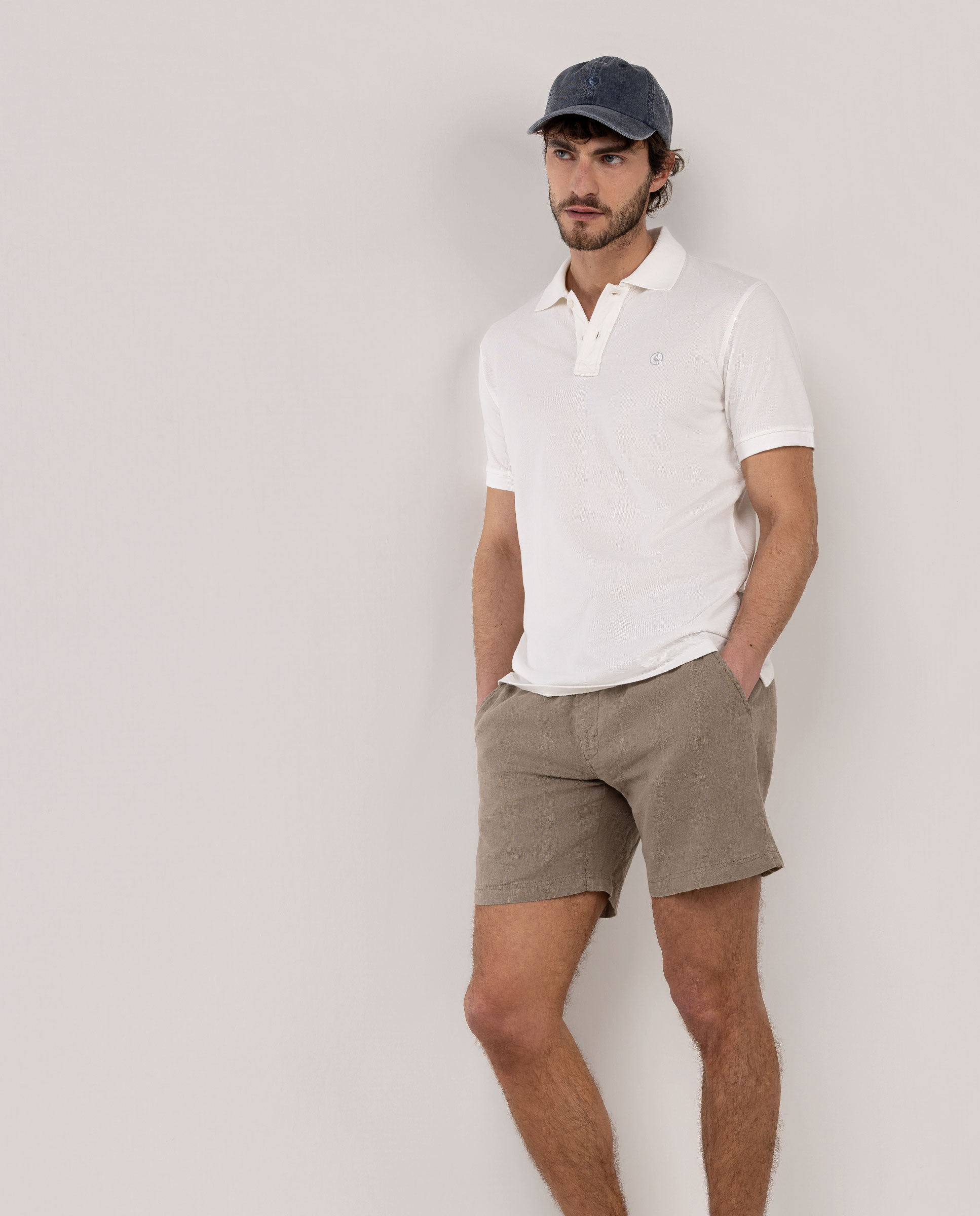 Bermuda Cordones Lino Topo