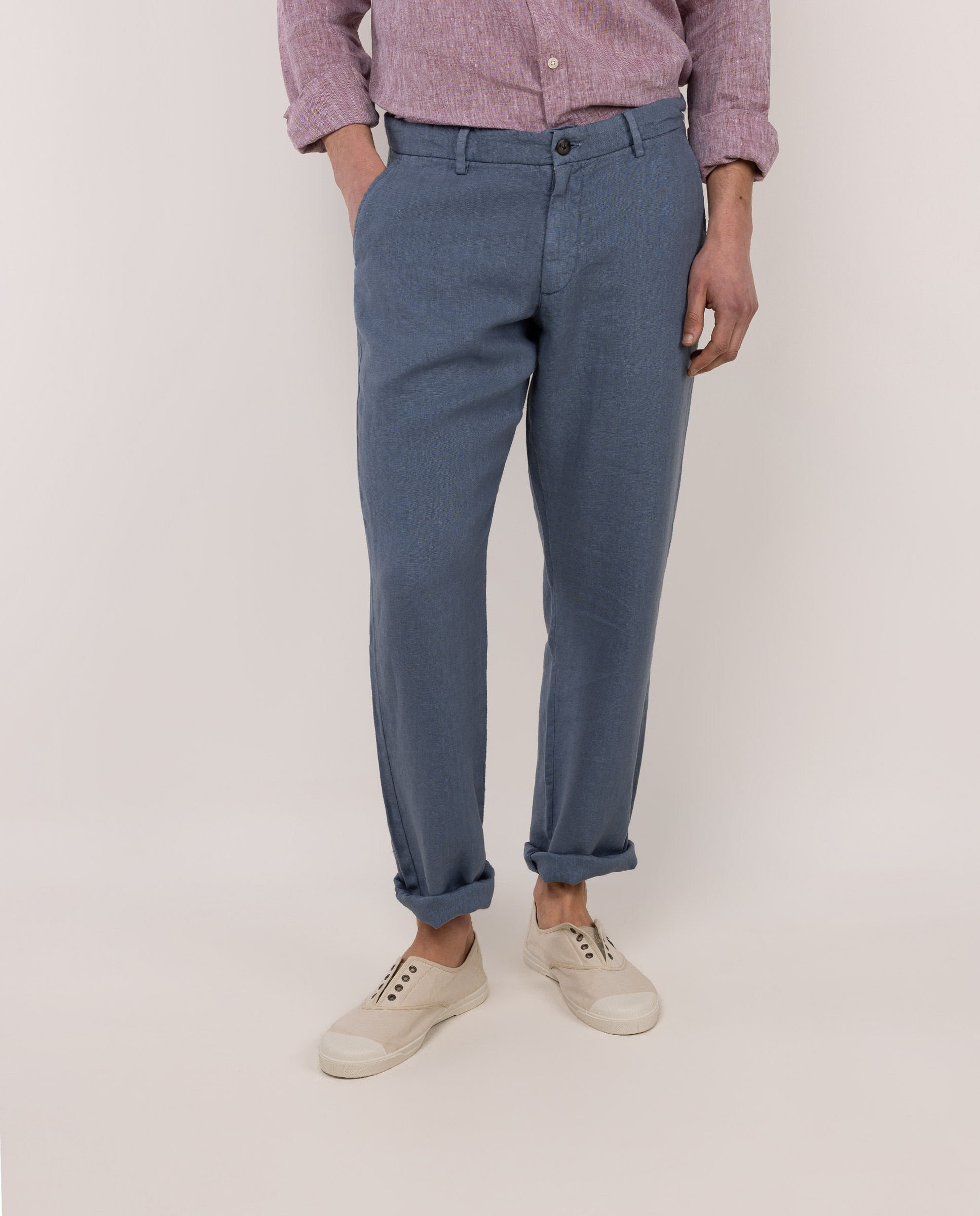 Pantalón Lino Azul Medio