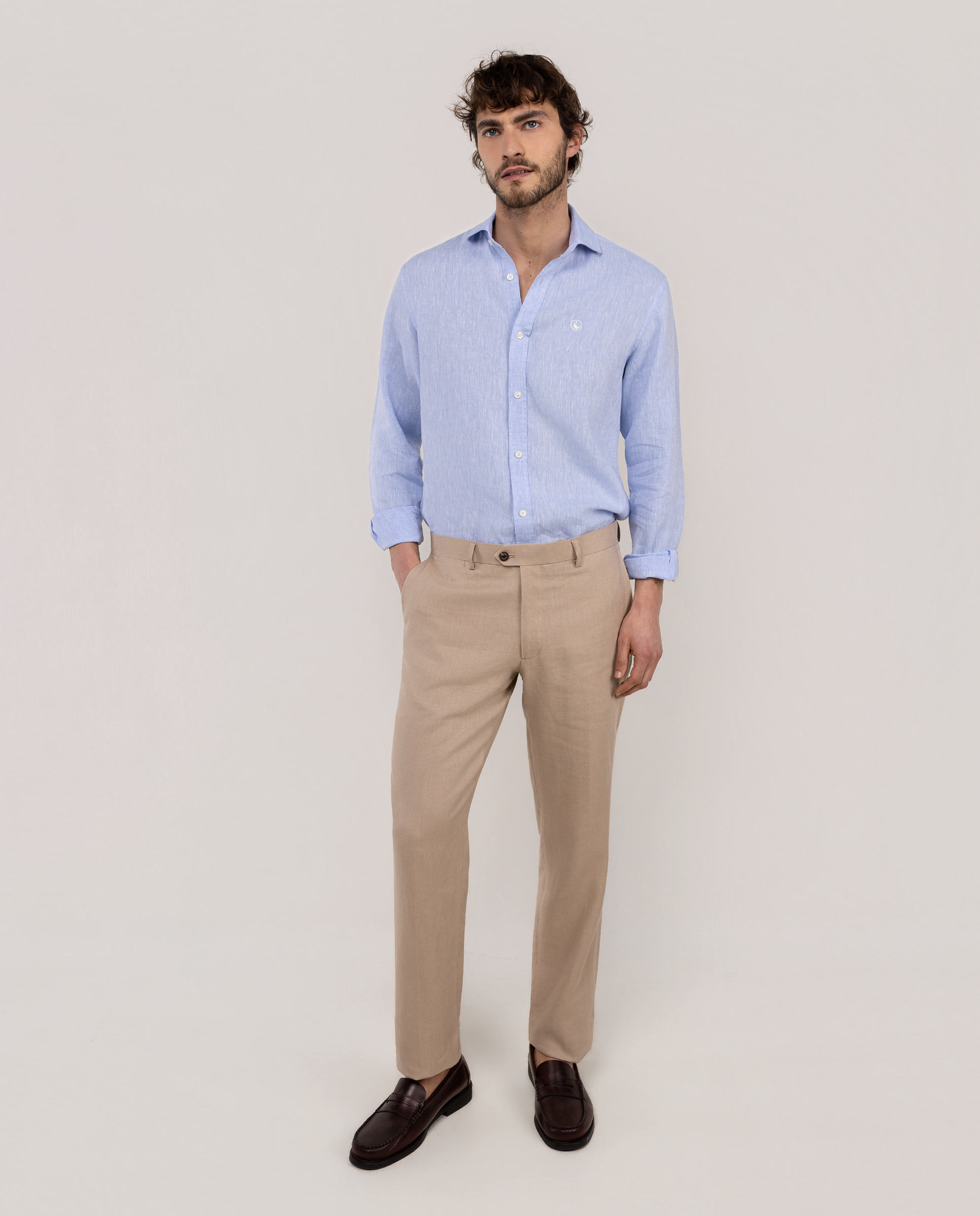 Pantalón Formal Lino Beige