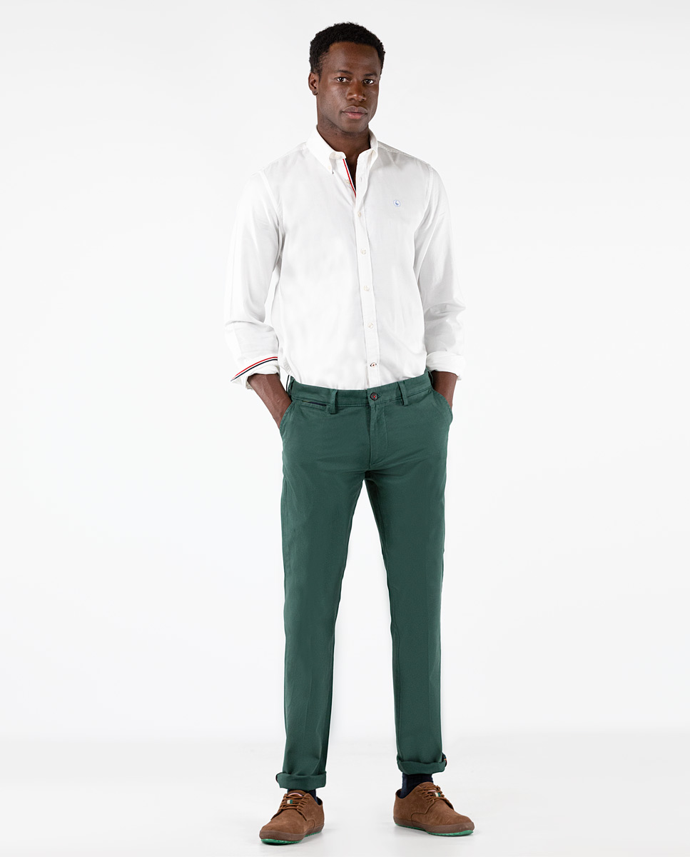 Basic Blue-Green Chinos