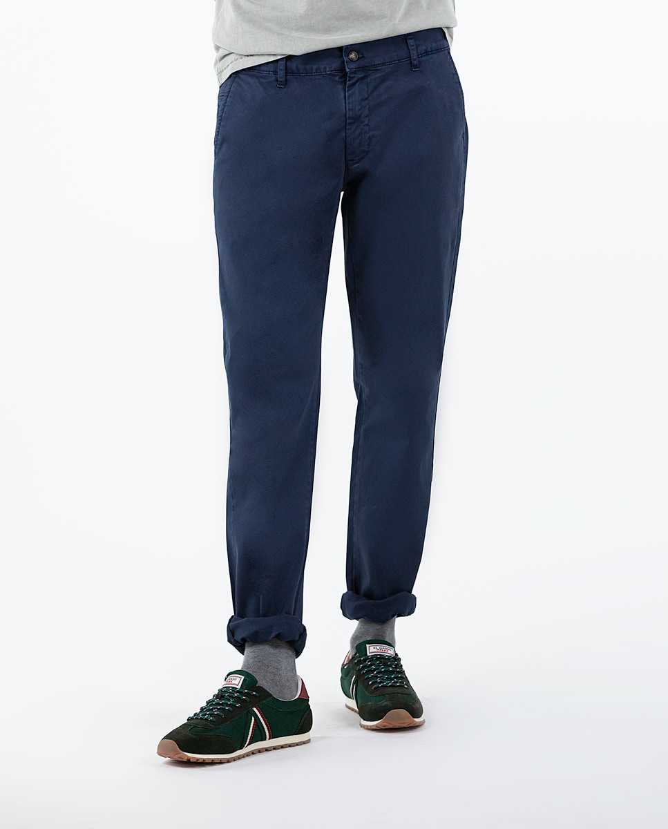 Garment Dyed Blue Chinos
