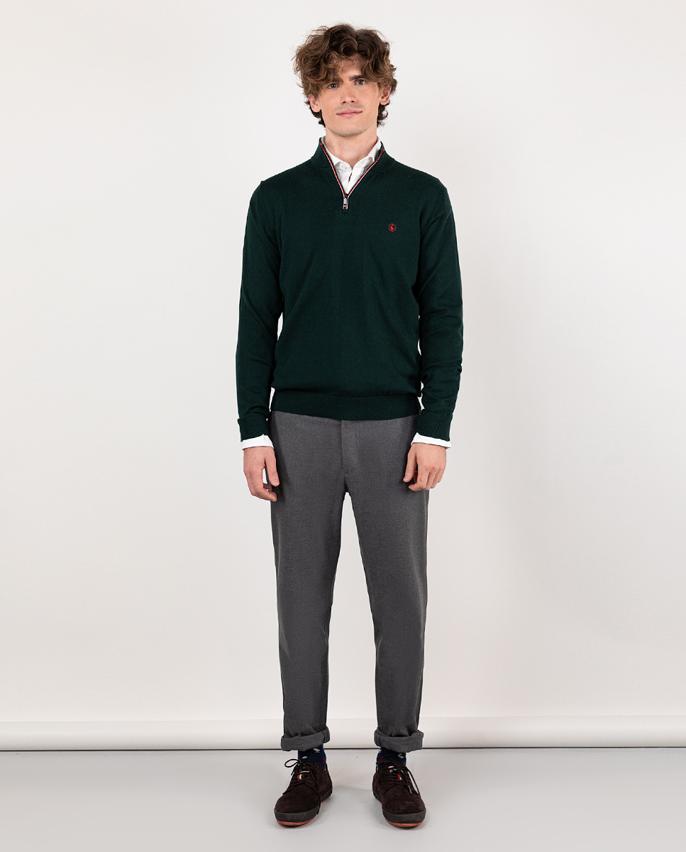 Grey Melange Panama Trousers