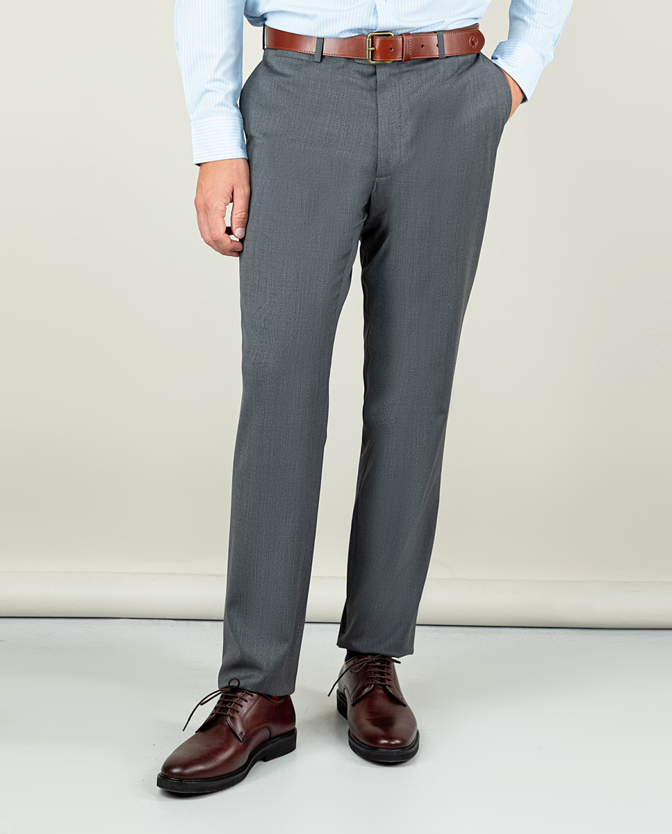 Pantalón Traje Liso Gris Coordinado Lavable