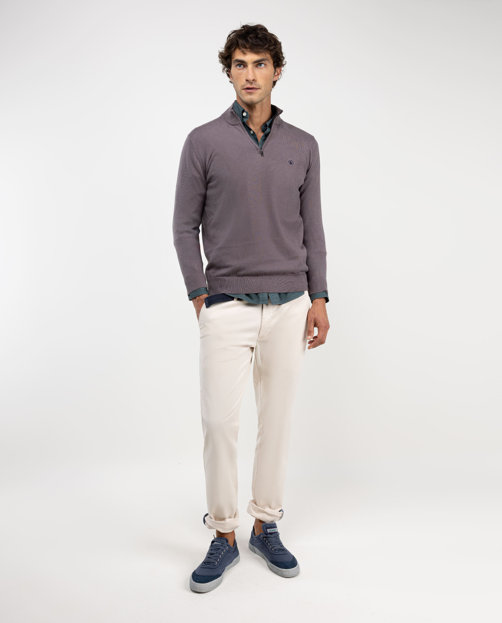 Cream Slim Fit Chinos