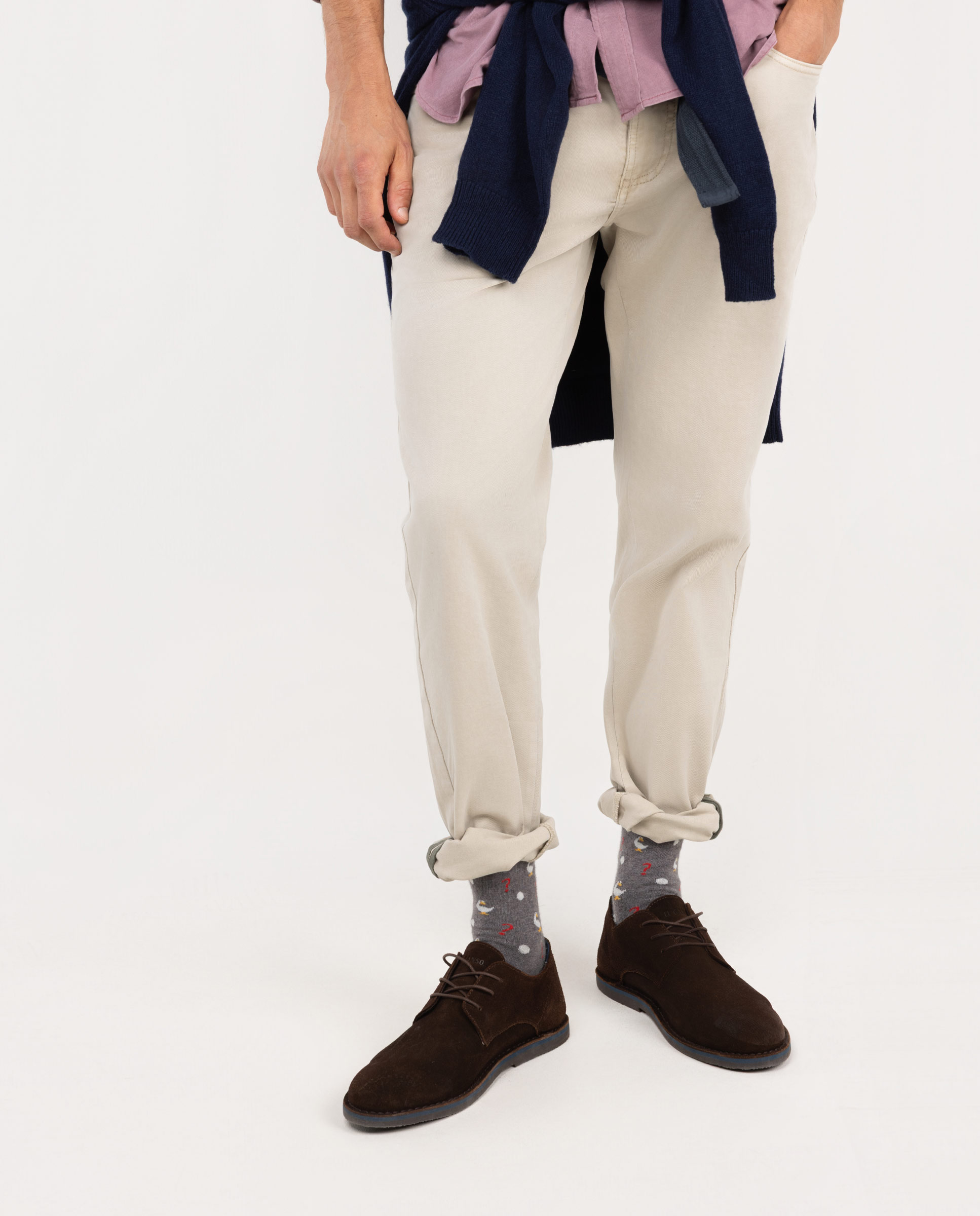 Pantalón 5 Bolsillos Beige Slim Fit