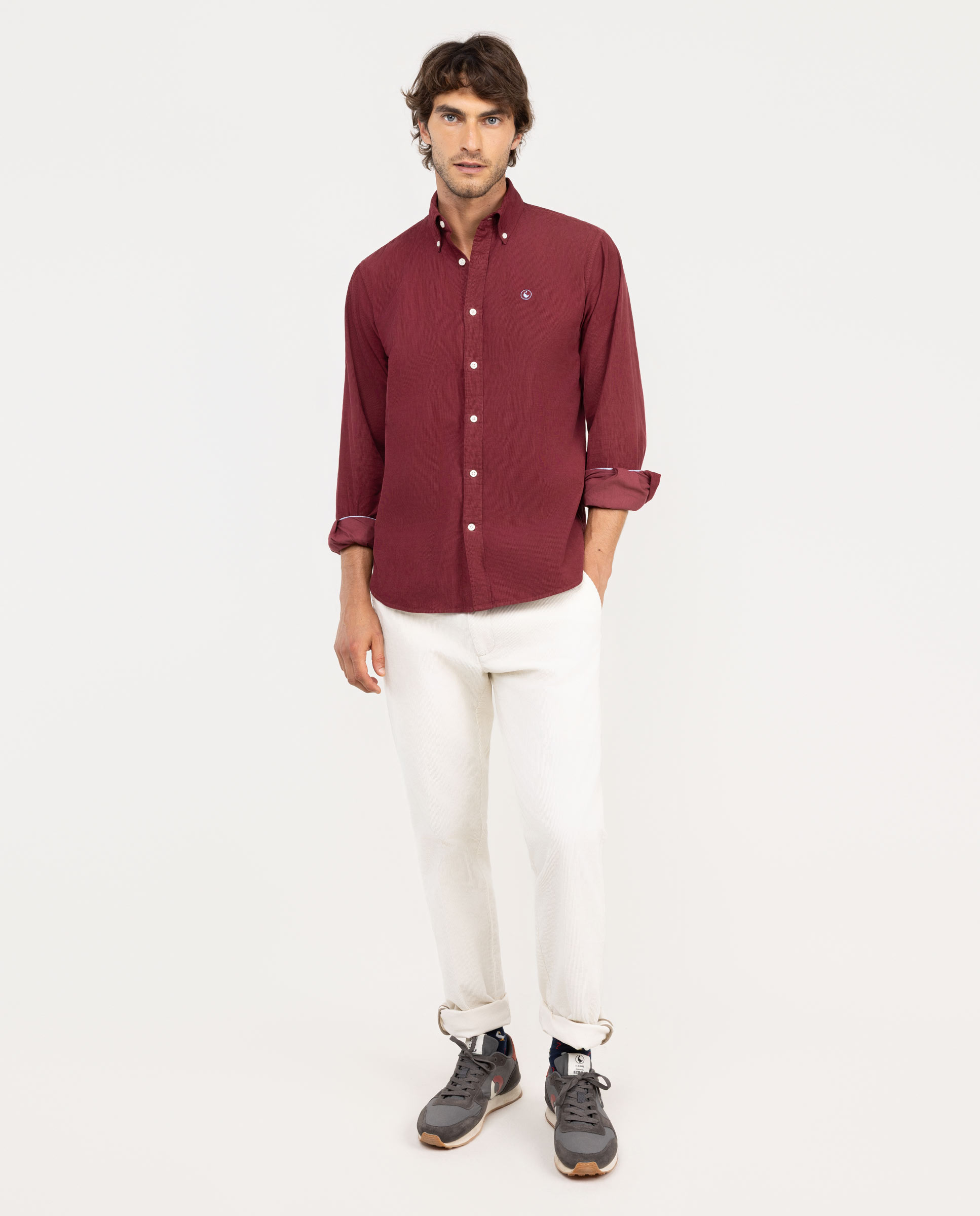 Cream Slim Fit Corduroy Winter Chinos