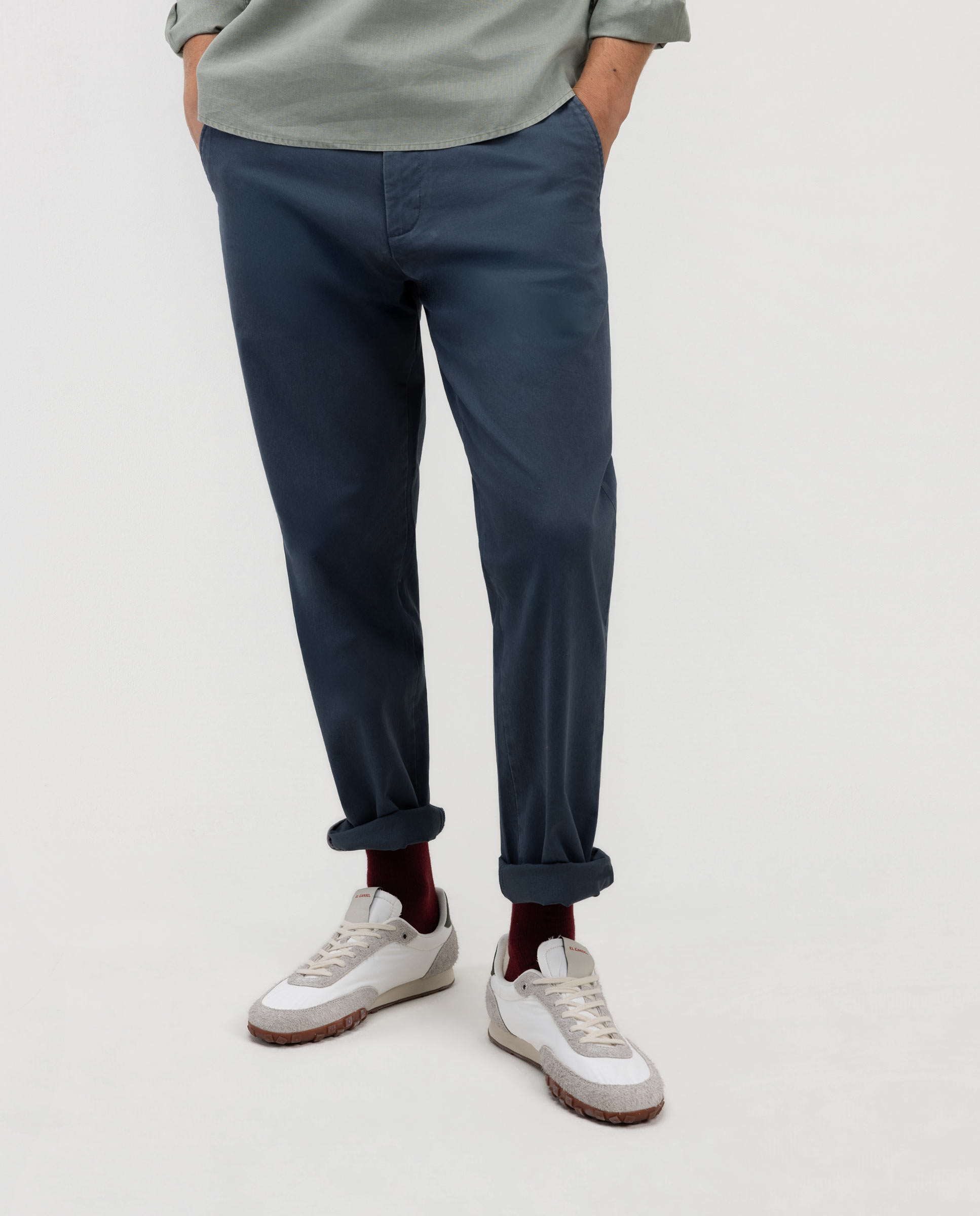 Pantalón Chino Regular Marino Lavado