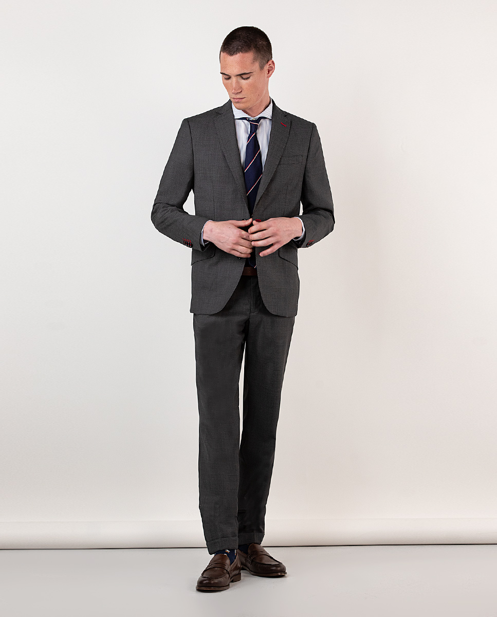 Plain Grey Birdseye Blazer Suit Separate