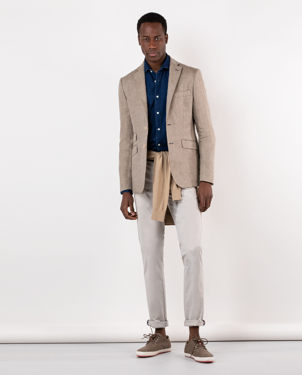 Beige Linen Blazer