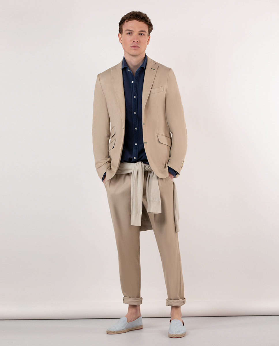 Beige Washed Cotton Blazer