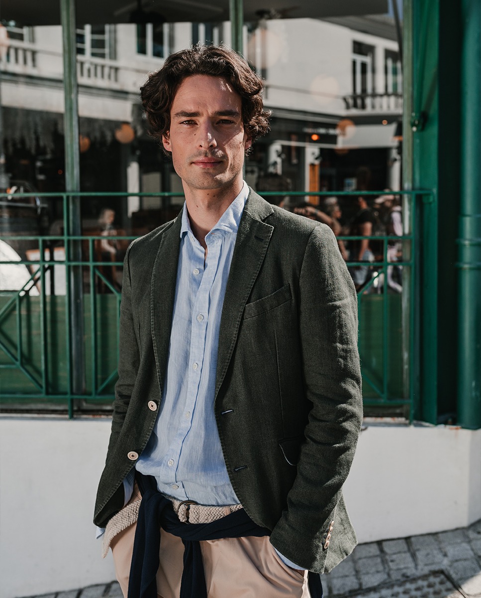 Americana Lino Lavado Verde