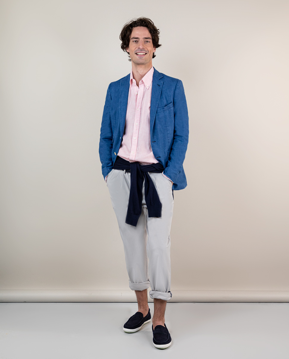 Washed Blue Linen Blazer