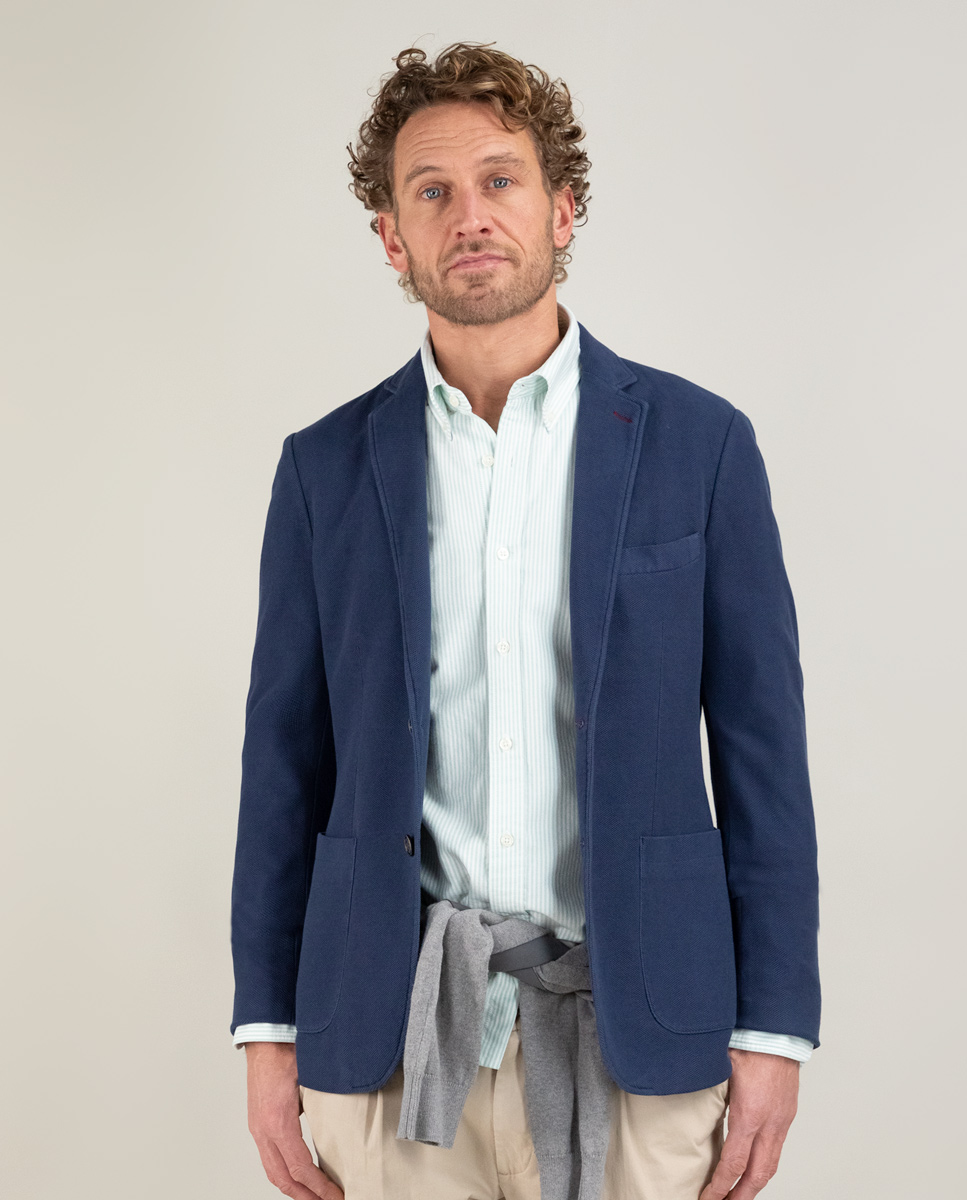 Garment Dyed Navy Piqué Jacket