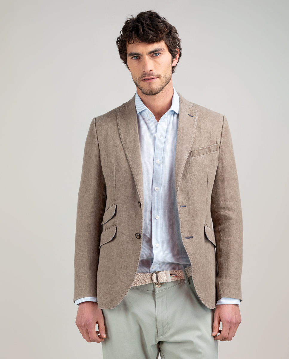 Americana Lino Lavado Tostado