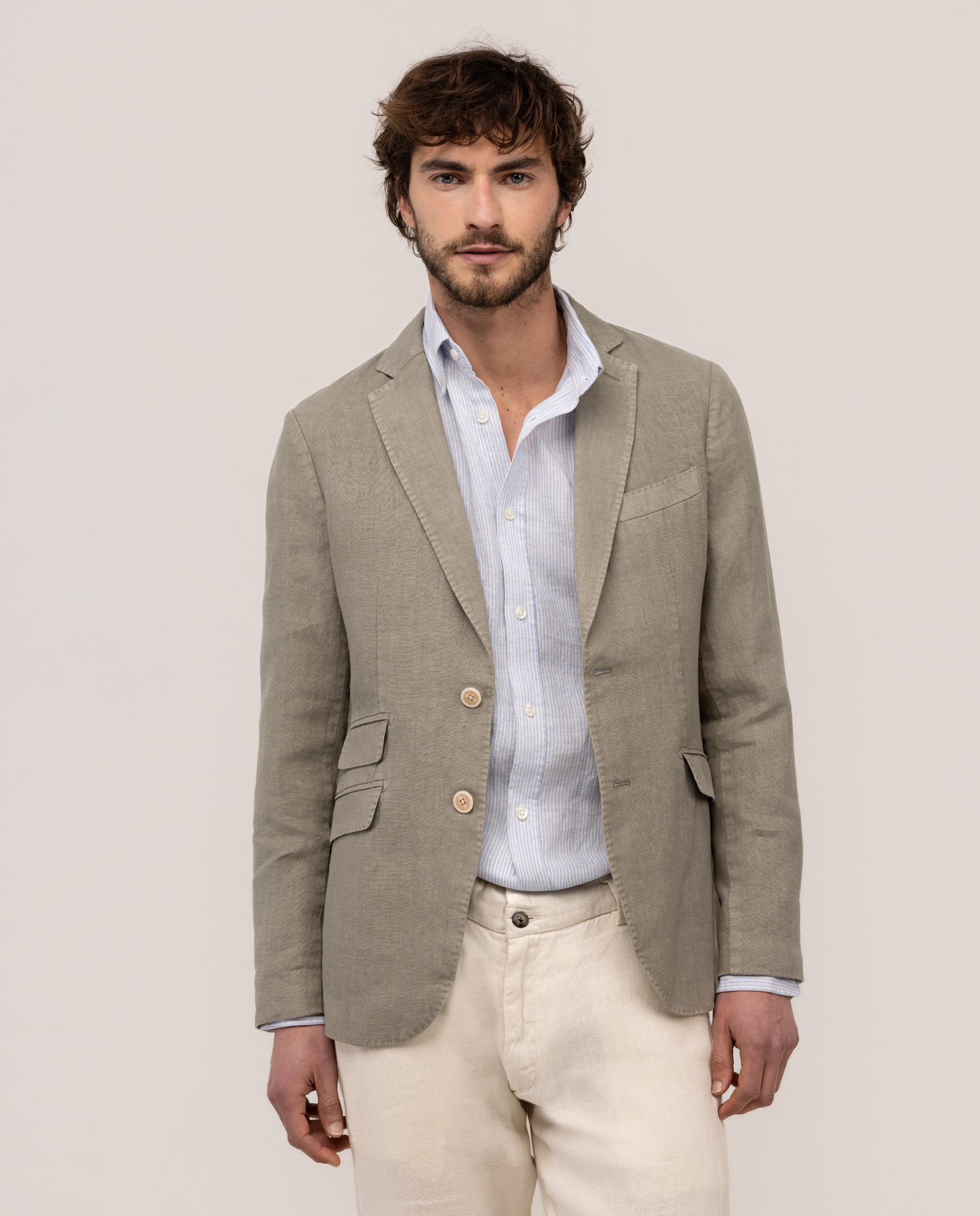 Green Garment Dyed Linen Blazer