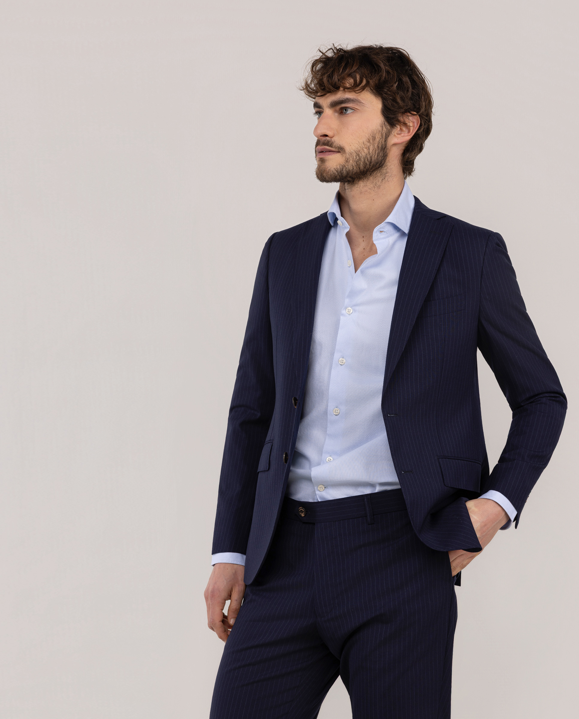 American Style Suit Washable Navy Stripe