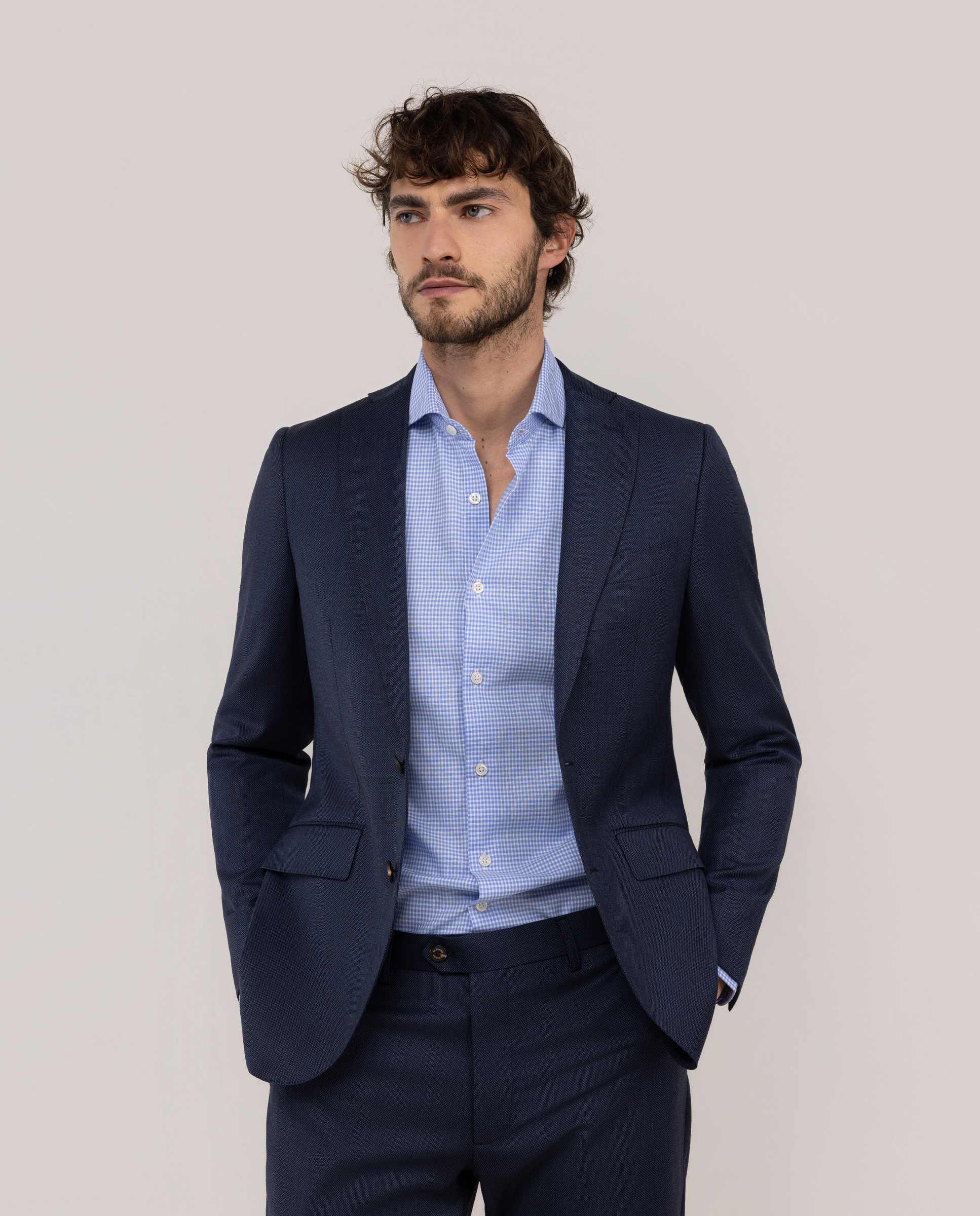 American Suit Washable Navy Birdseye