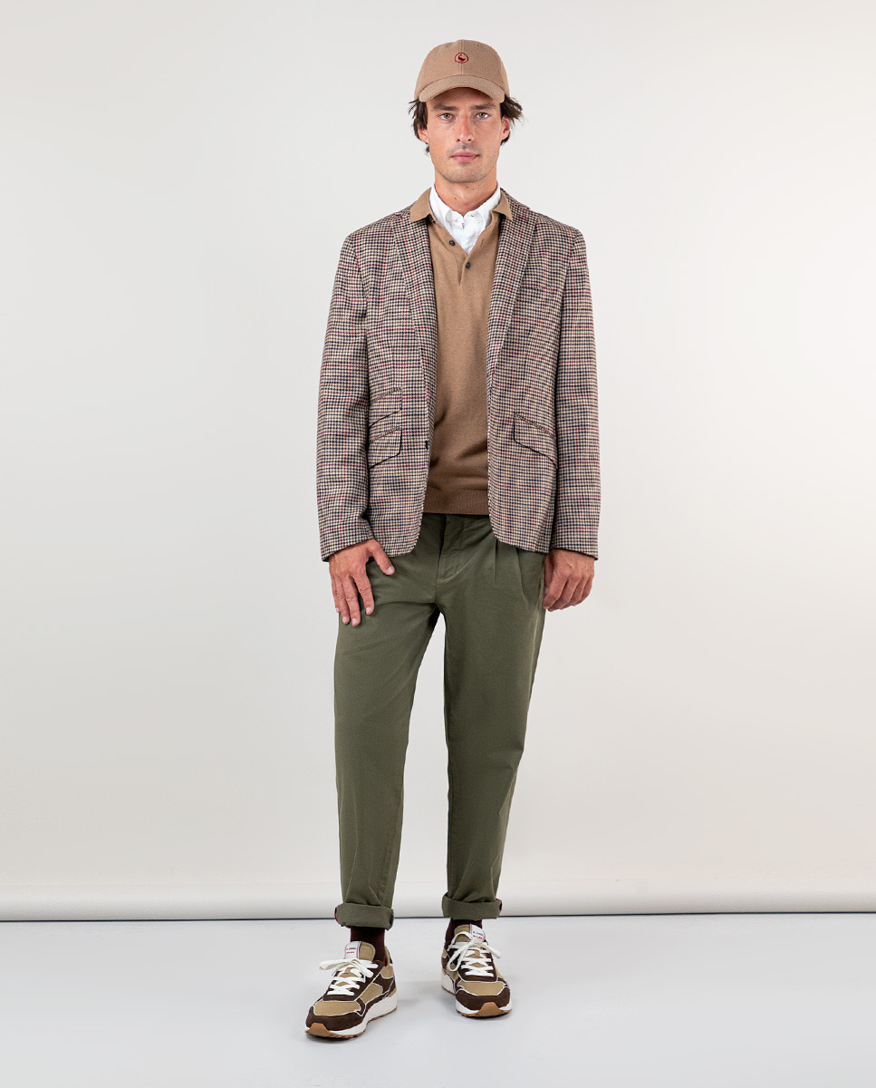 Orange Navy Harris Check Blazer