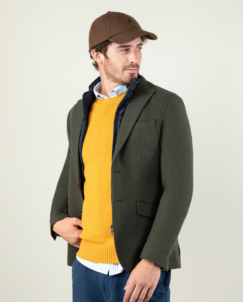 Green Wool Jacket with Detachable Vest