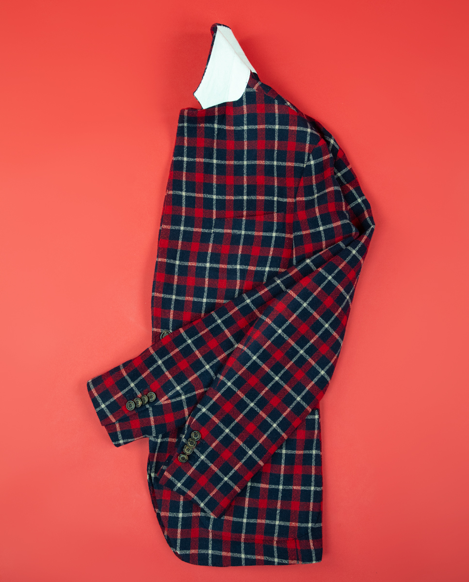 Navy Red Small Tartan Jacket