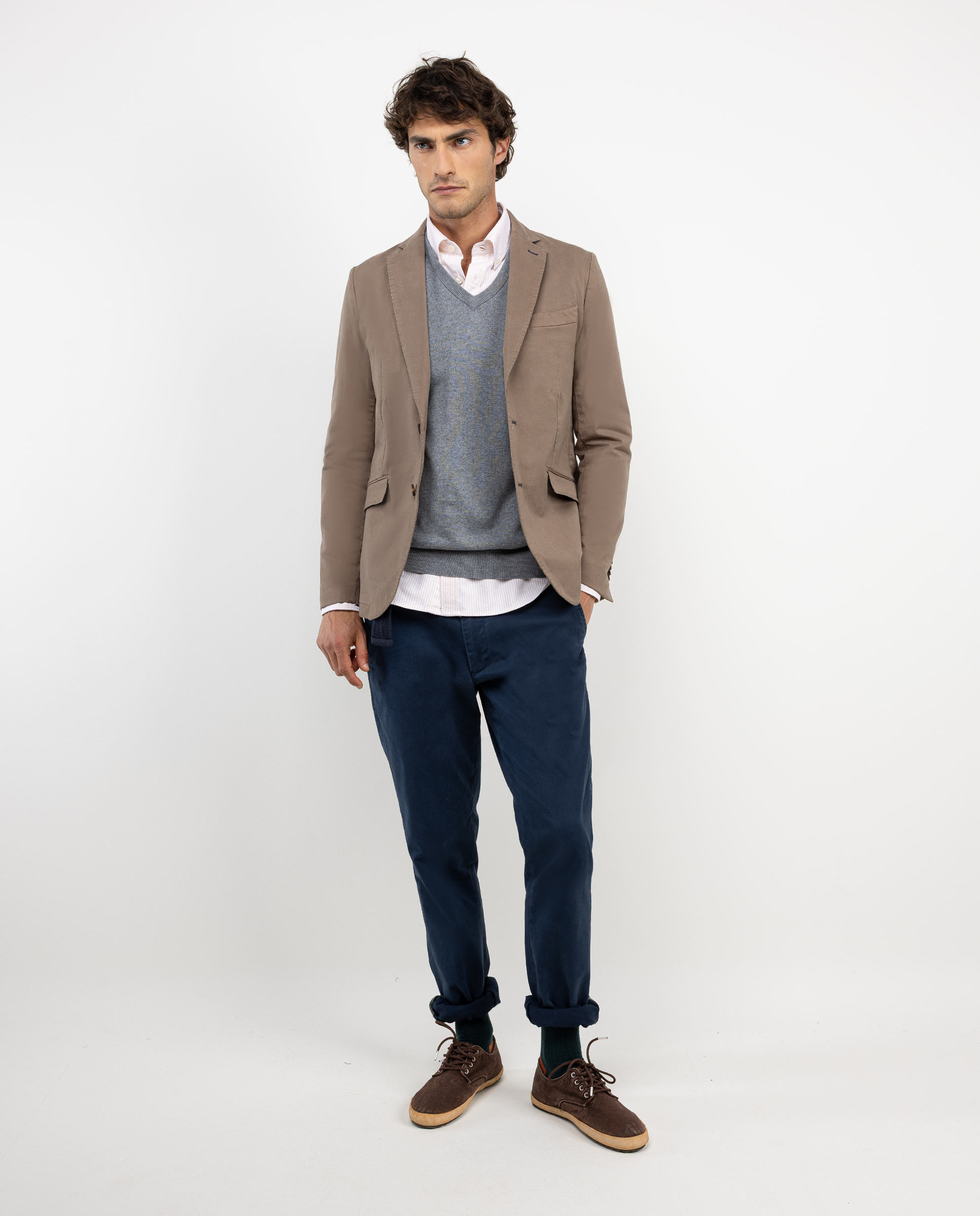 Beige Garment-Dyed Twill Jacket