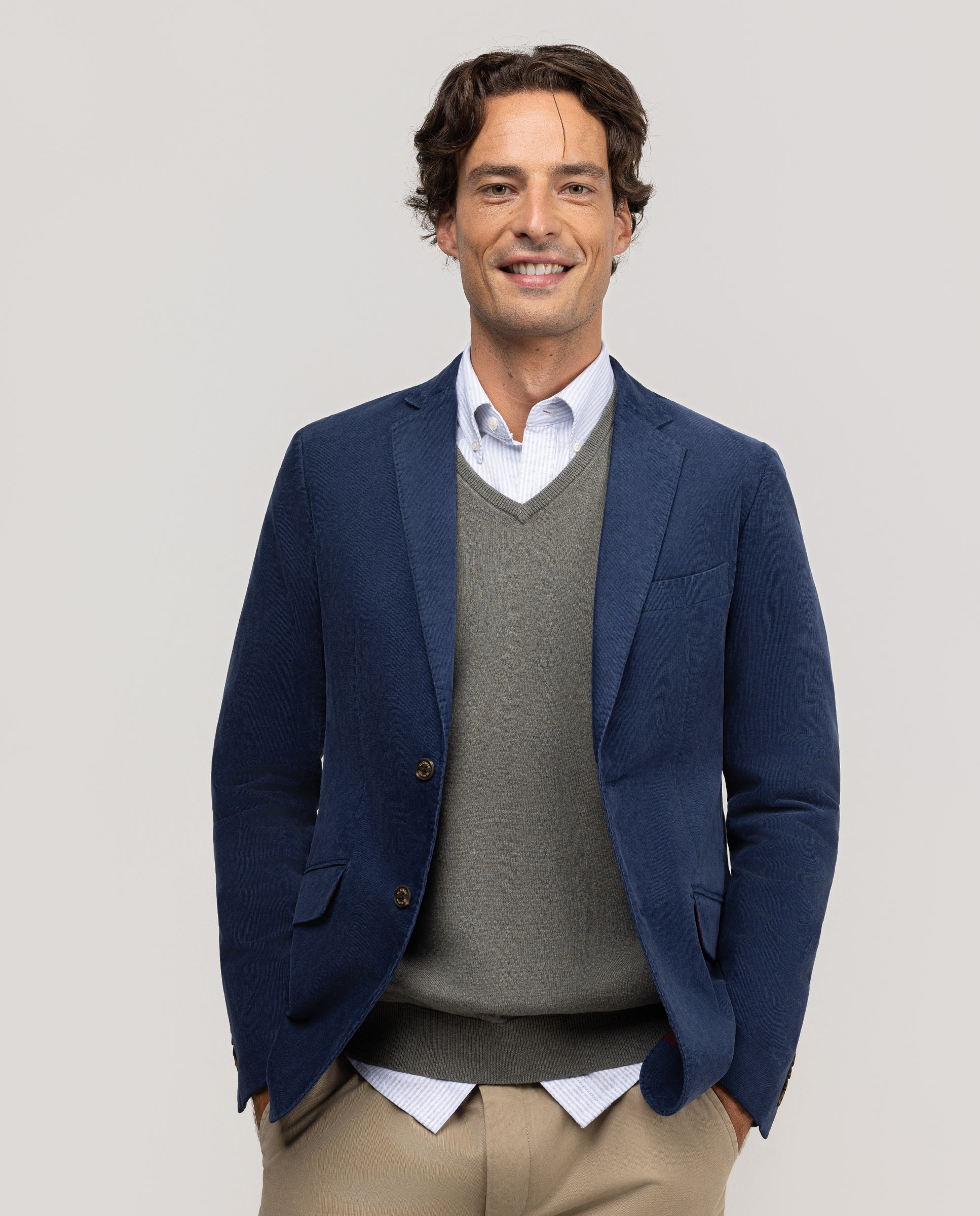 Navy Garment-Dyed Corduroy Jacket