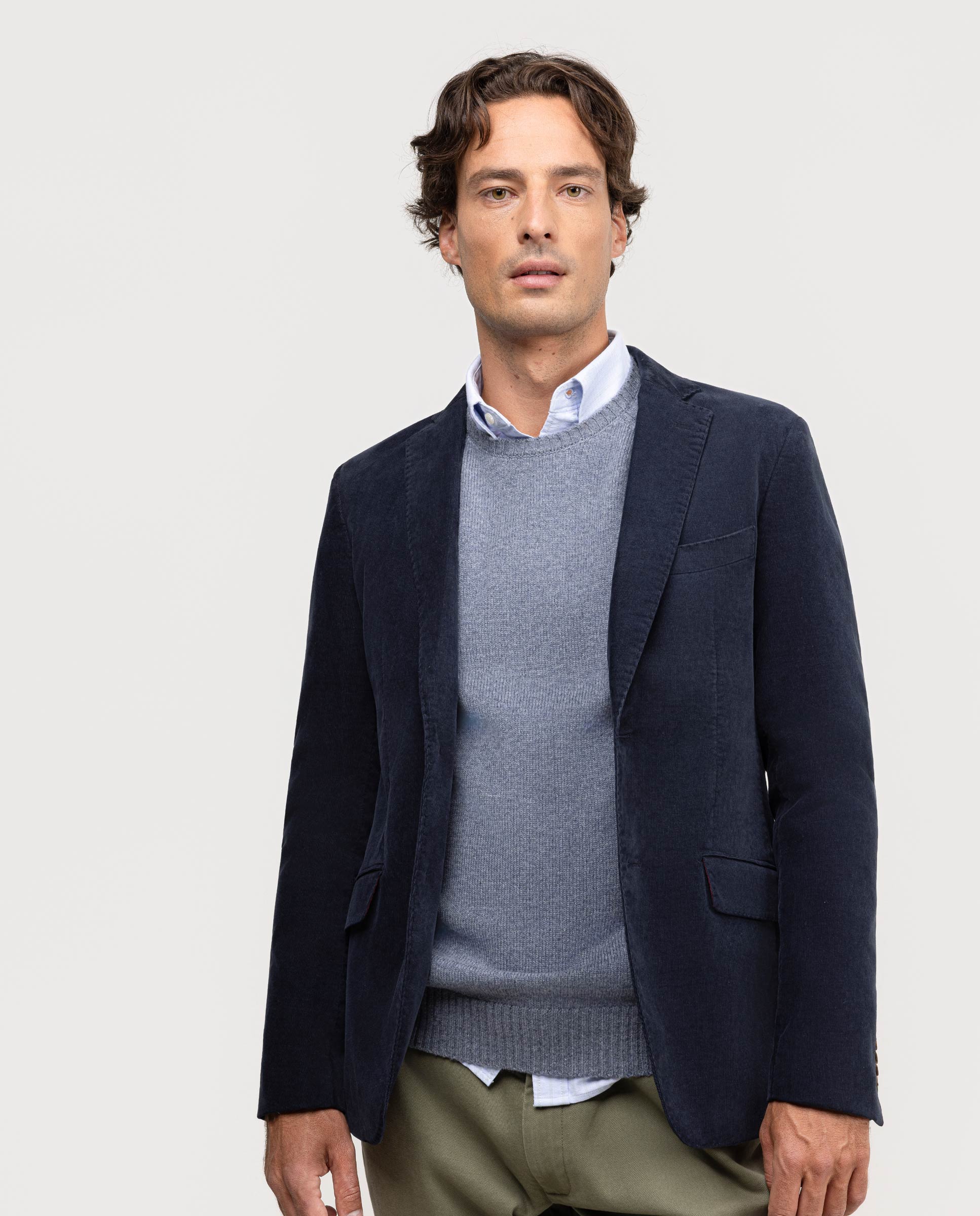 Americana Pana Tinte en Prenda Marino Oscuro