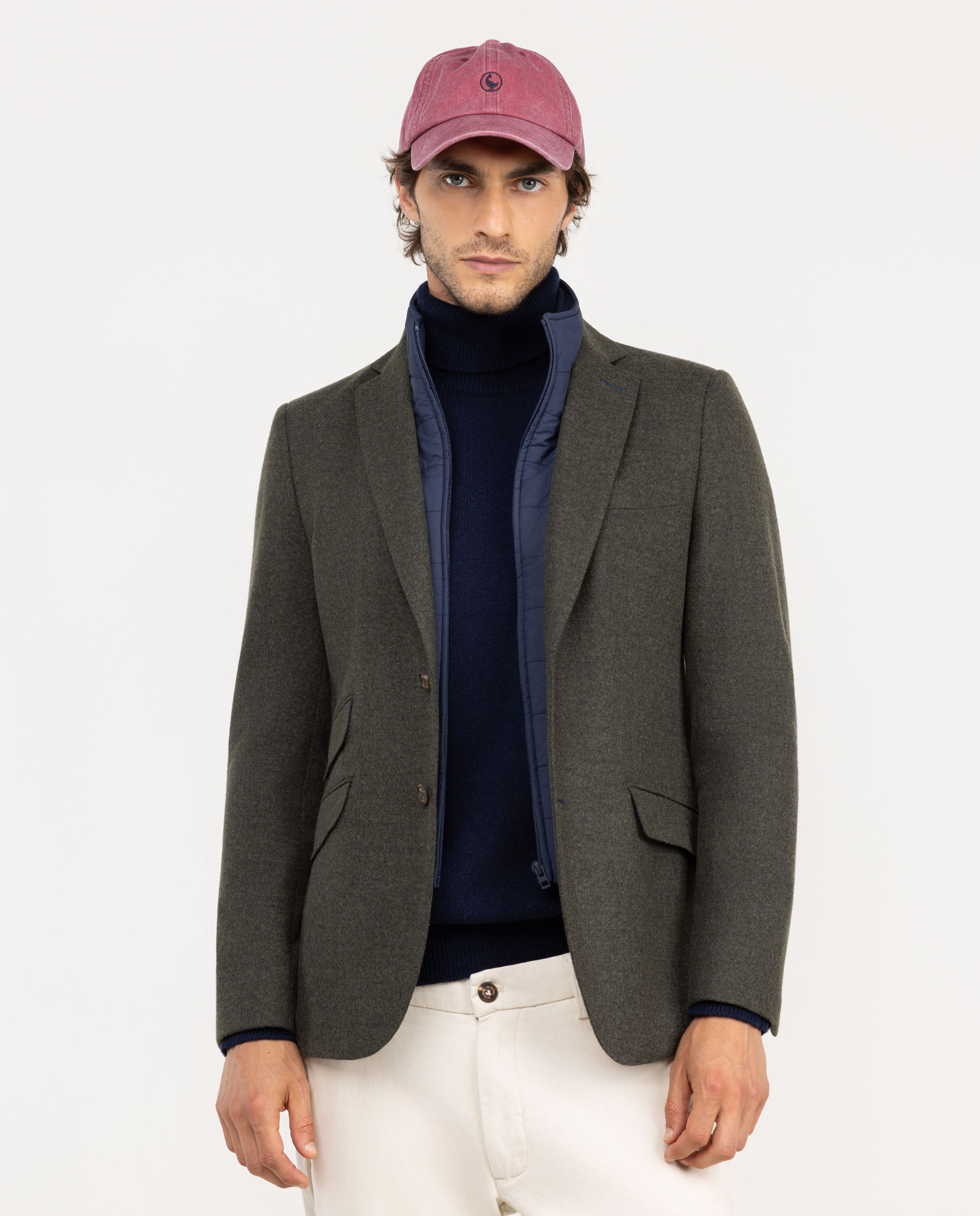 Green Wool Knit Jacket W Removable Lining