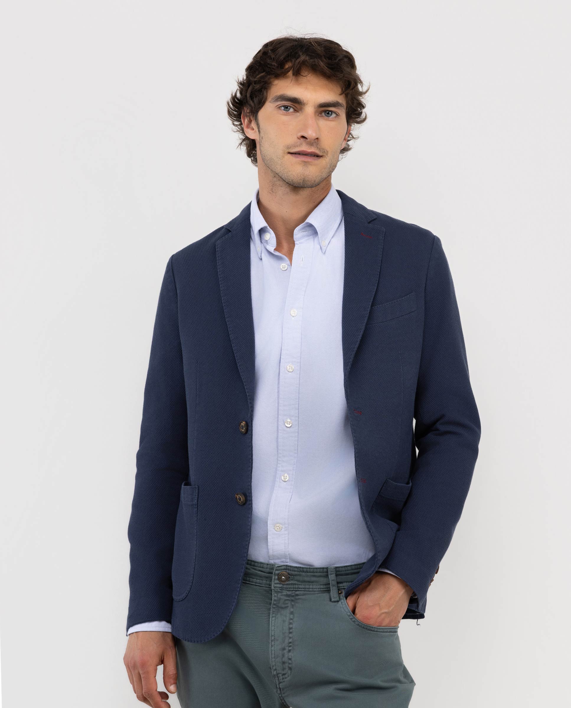 Navy Textured Jacket