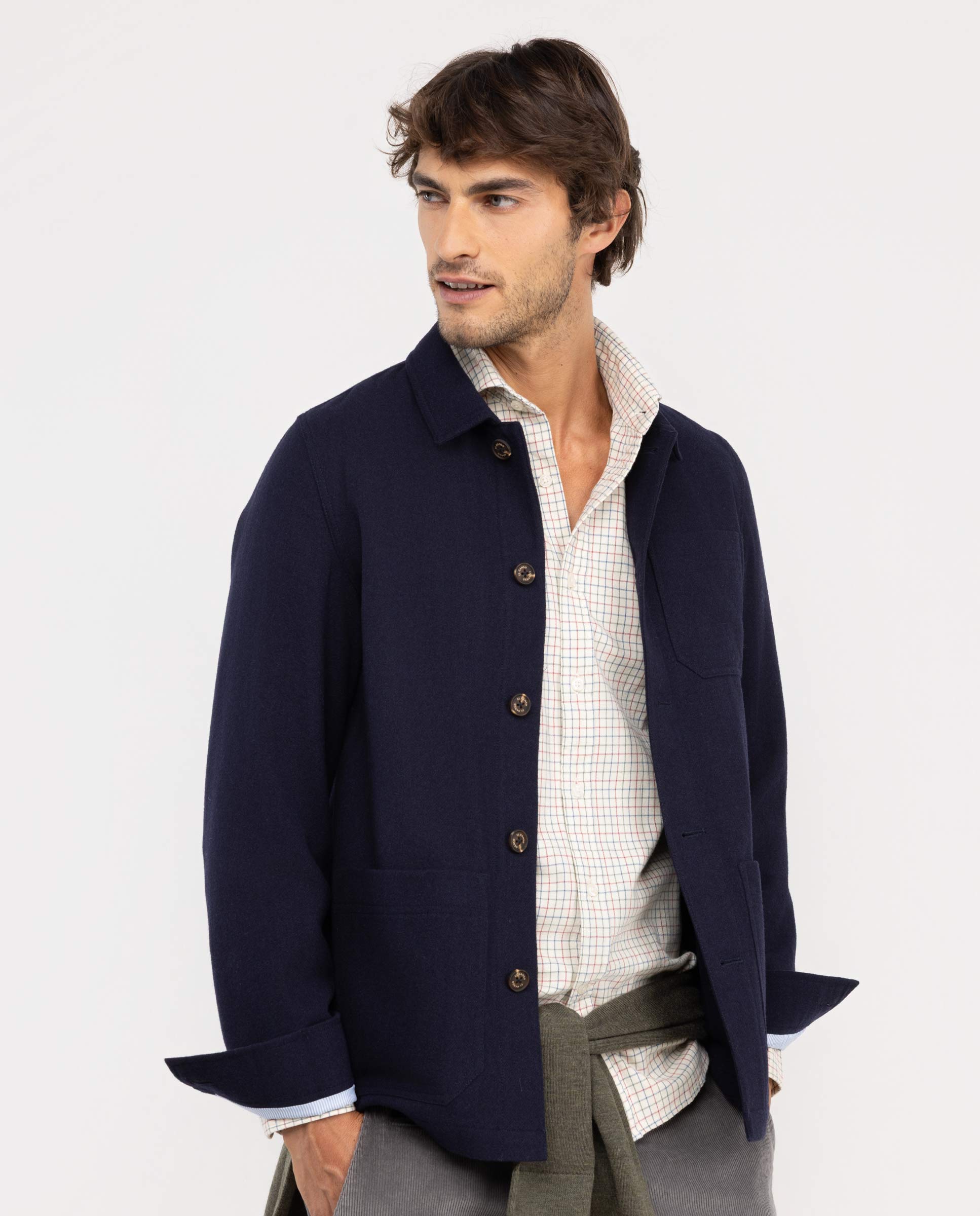 Navy Wool Overshirt