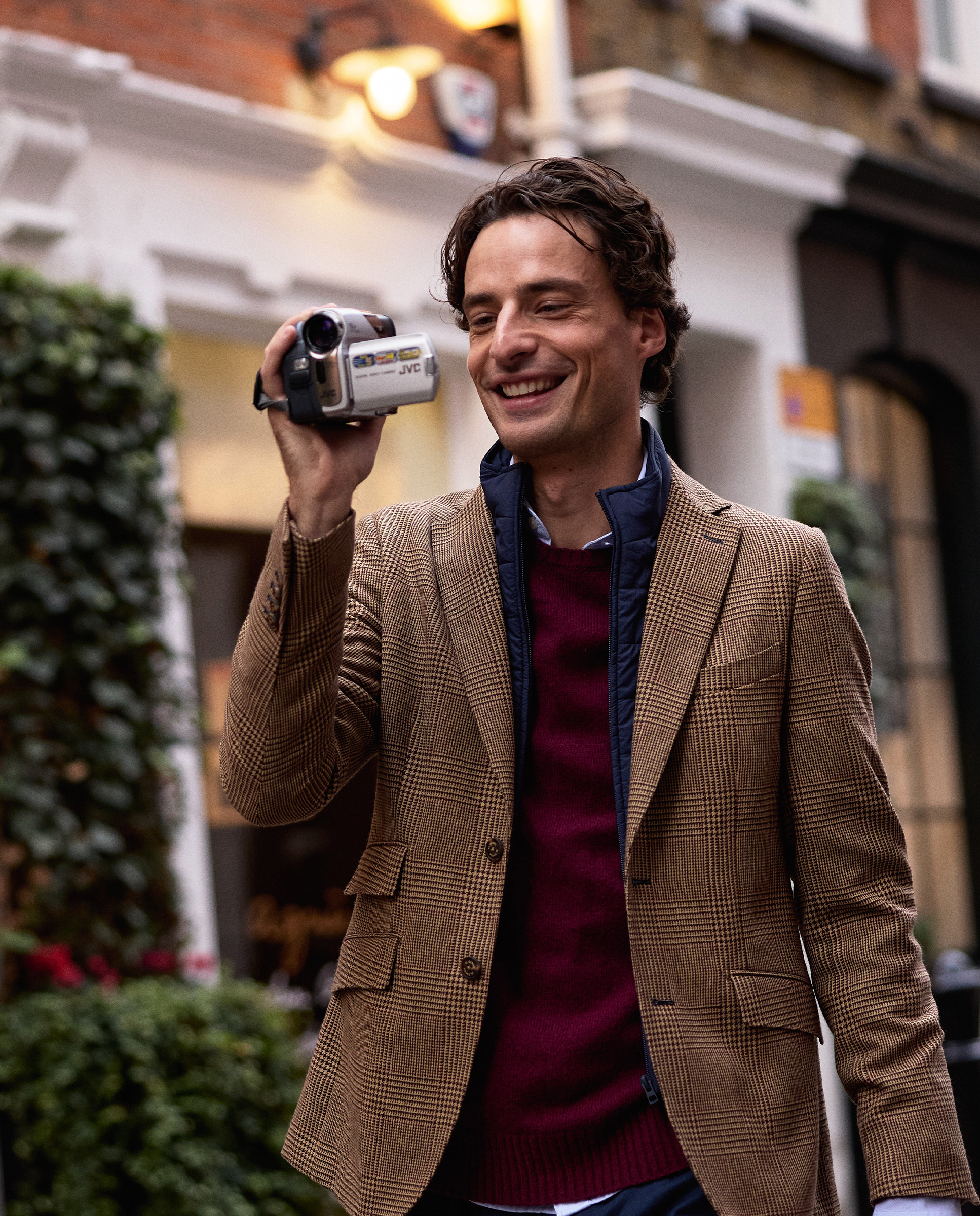 Beige Prince of Wales Jacket W Removable Lining