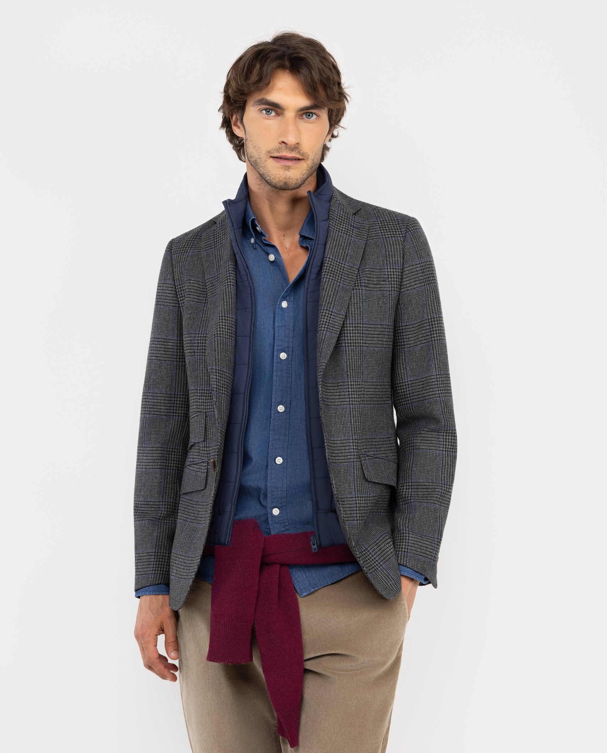 Grey Prince of Wales Jacket W Removable Lining