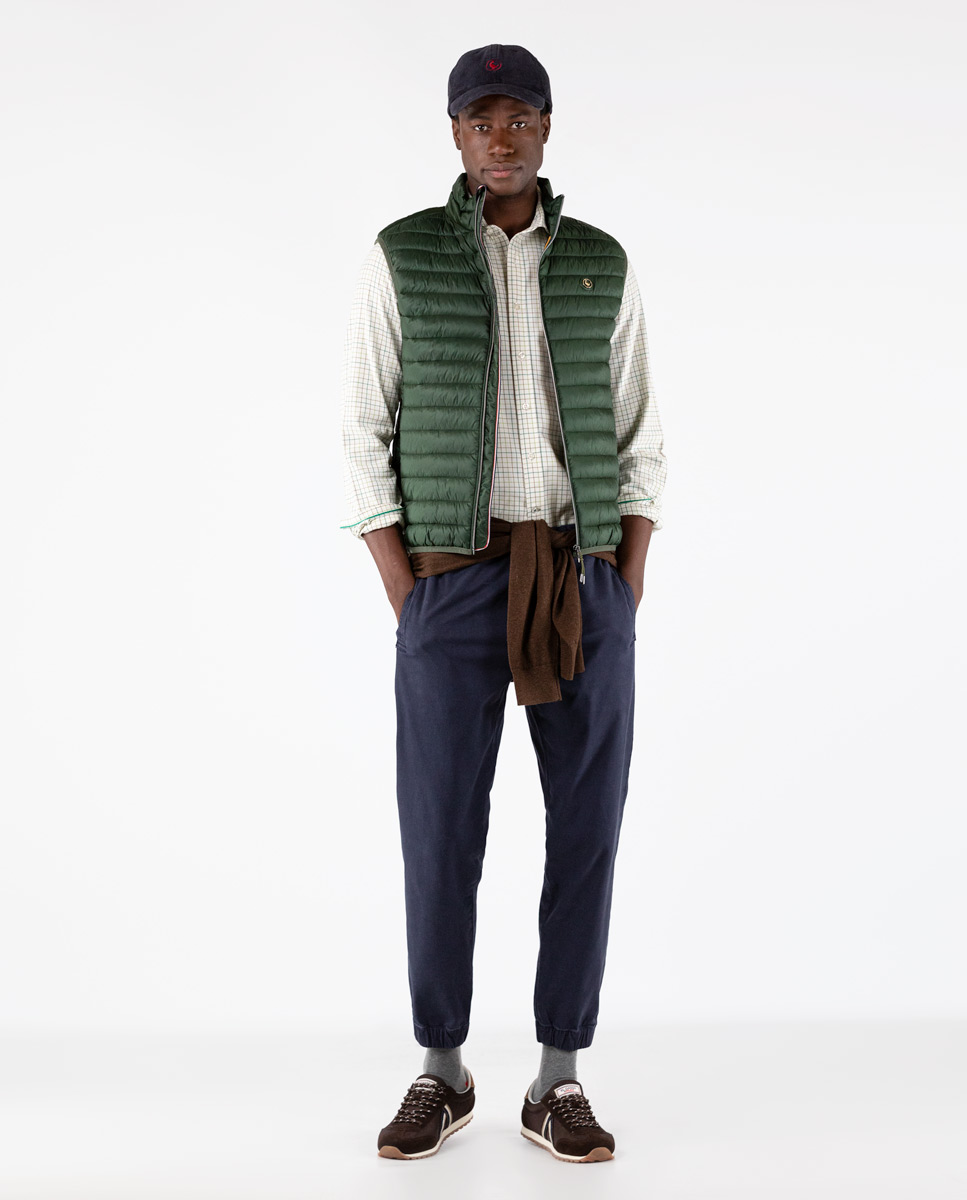 Basic Bottle Green Quilted Vest