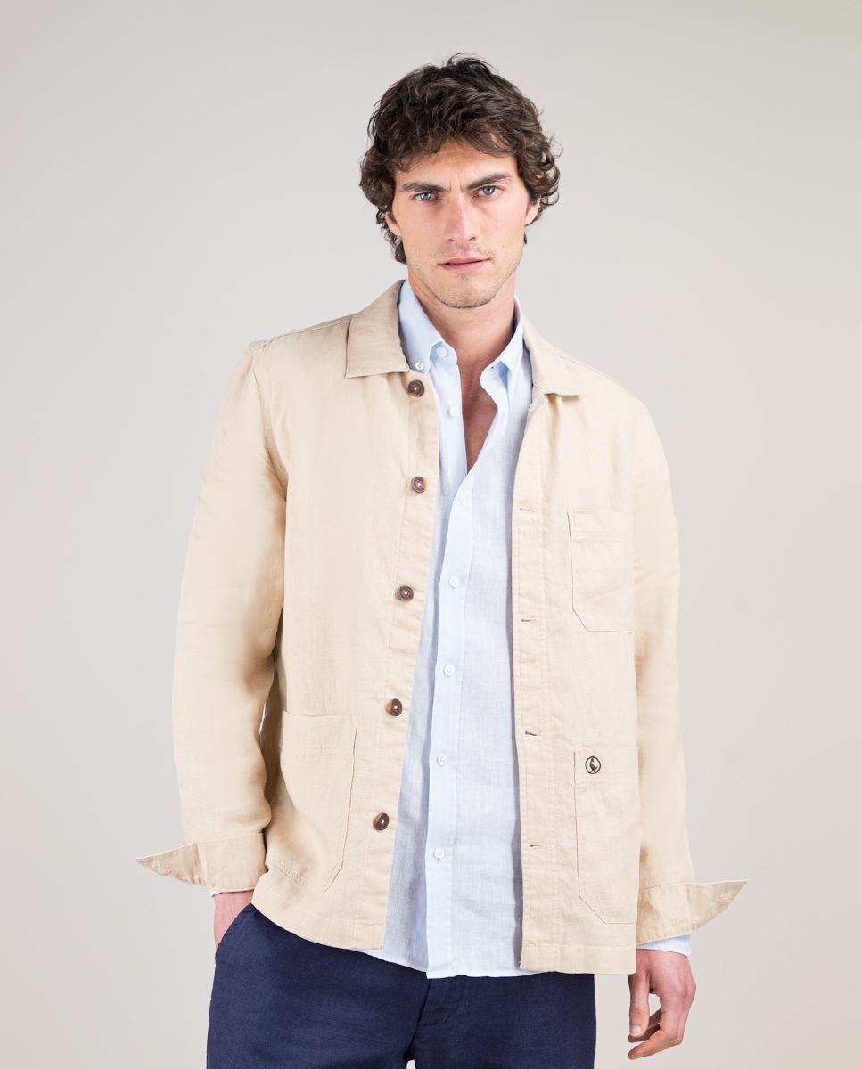 Sobrecamisa Lino Garment Dyed Beige